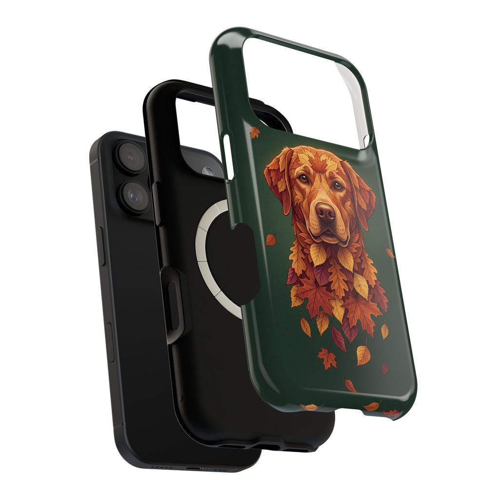 Autumn Leaves Labrador Phone Case — Tough Magnetic Case with Wireless Charging