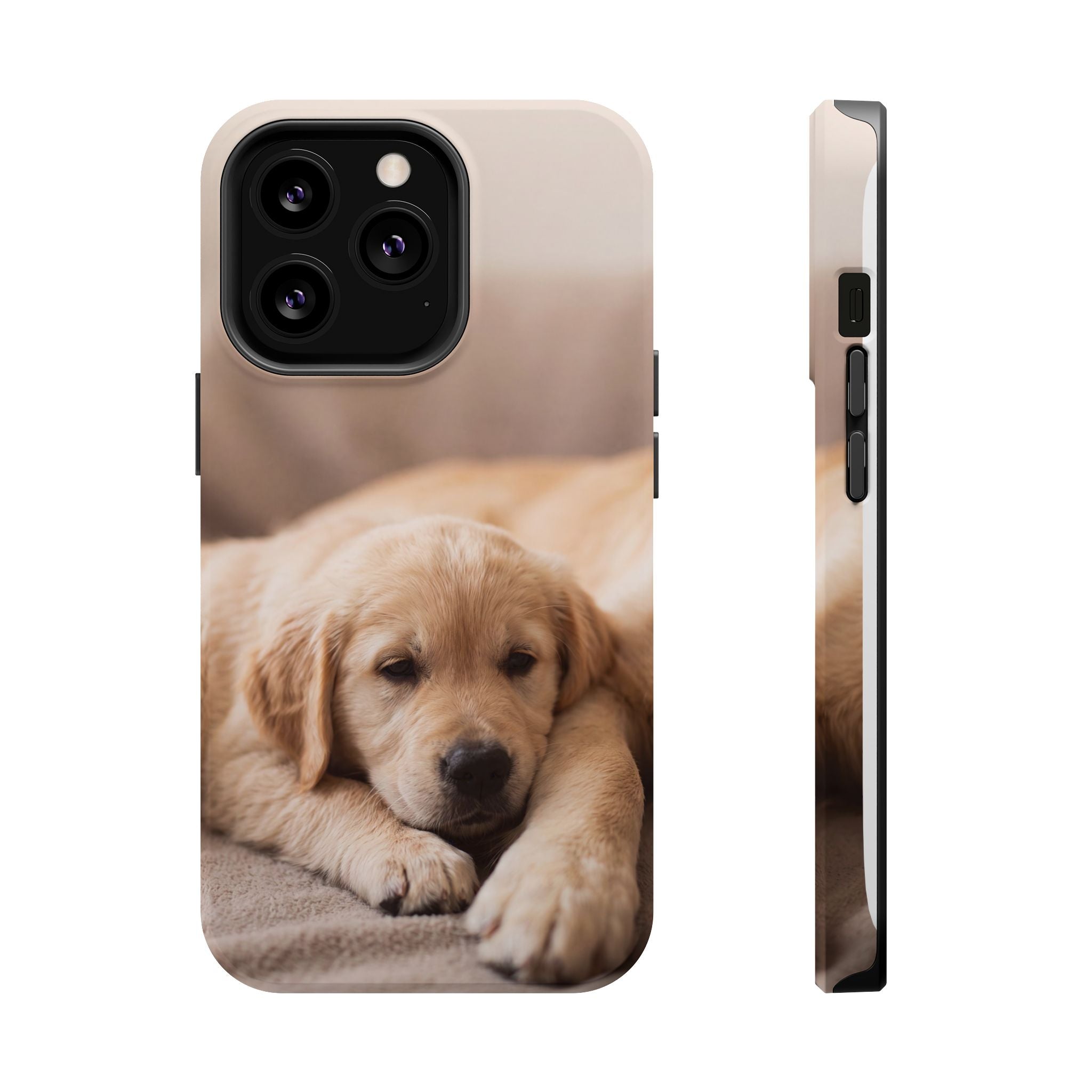 Golden Retriever Puppy Phone Case — Impact-Resistant Wireless Charging Cover