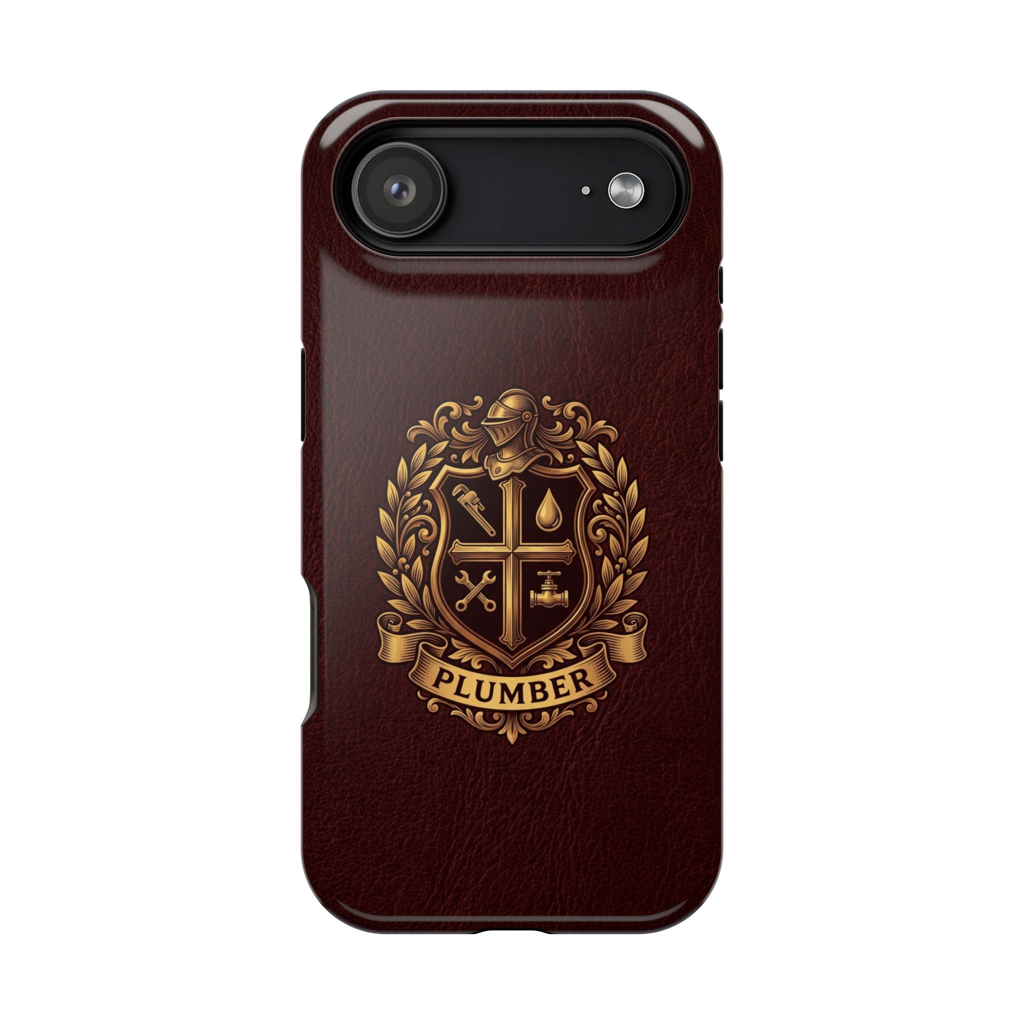Plumber Crest Phone Case — Heraldic Shield Design Wireless Charging Cover
