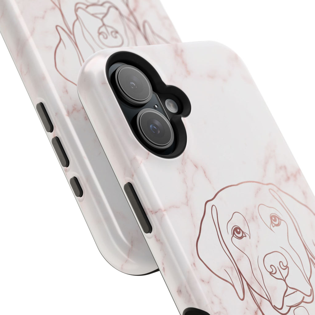 Personalized Rose Gold Marble Labrador Phone Case — Tough Magnetic Case with Wireless Charging