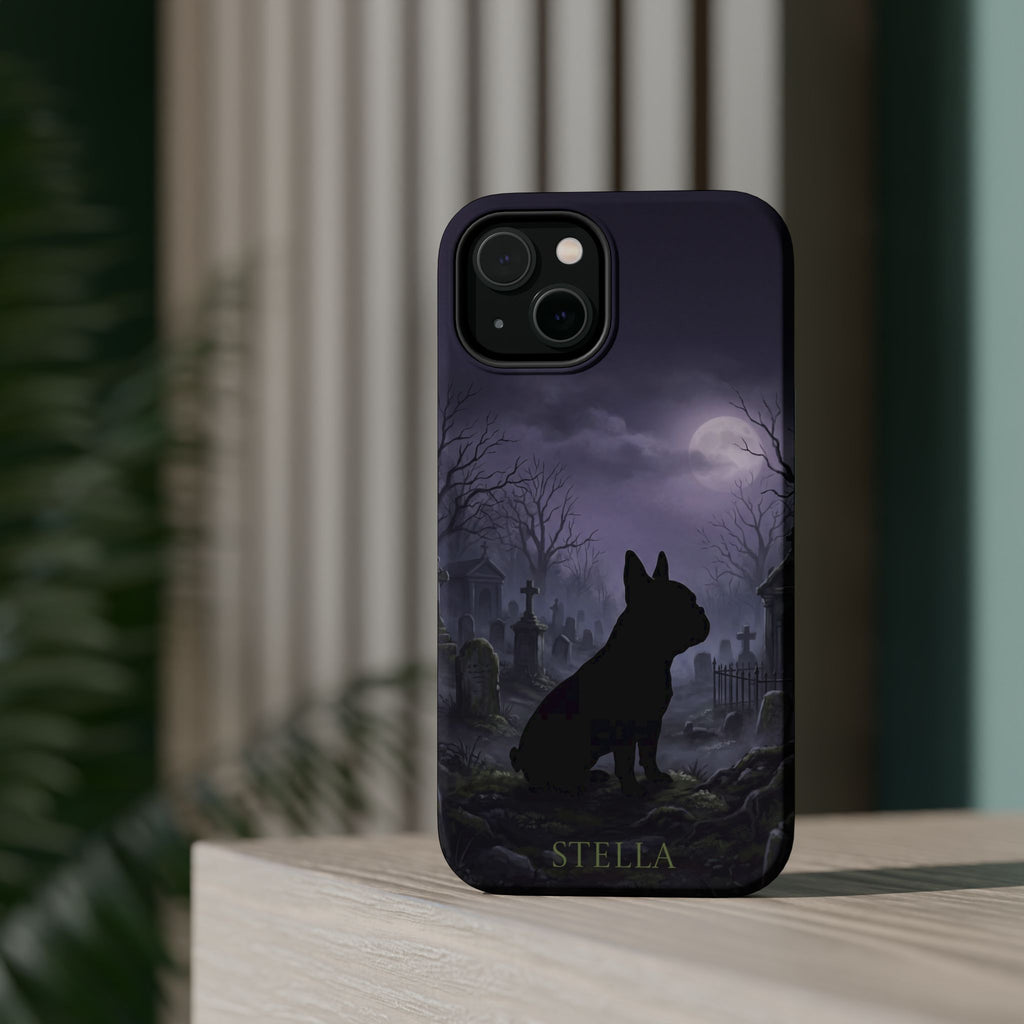 Personalized French Bulldog Moonlit Graveyard Phone Case — Wireless Charging Cover