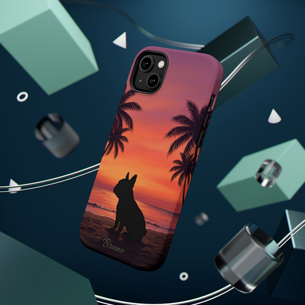 Personalized French Bulldog Tropical Beach Phone Case — Wireless Charging Cover