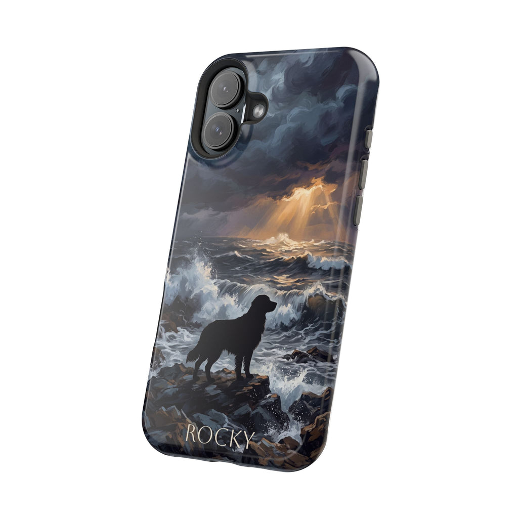 Personalized Golden Retriever Stormy Sea Phone Case — Wireless Charging Cover
