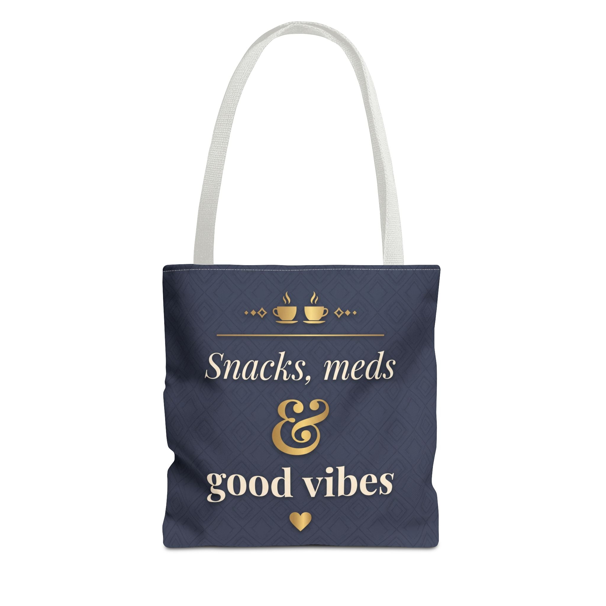 Snacks Meds & Good Vibes Tote | Funny Nurse Gift Tote Bag | Healthcare Worker Humour Gift | Premium Polyester Carry-All