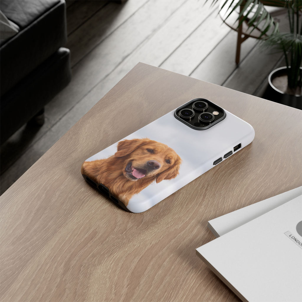 Golden Retriever Portrait Phone Case | Happy Dog Photo on Soft Sky Background | Samsung & iPhone