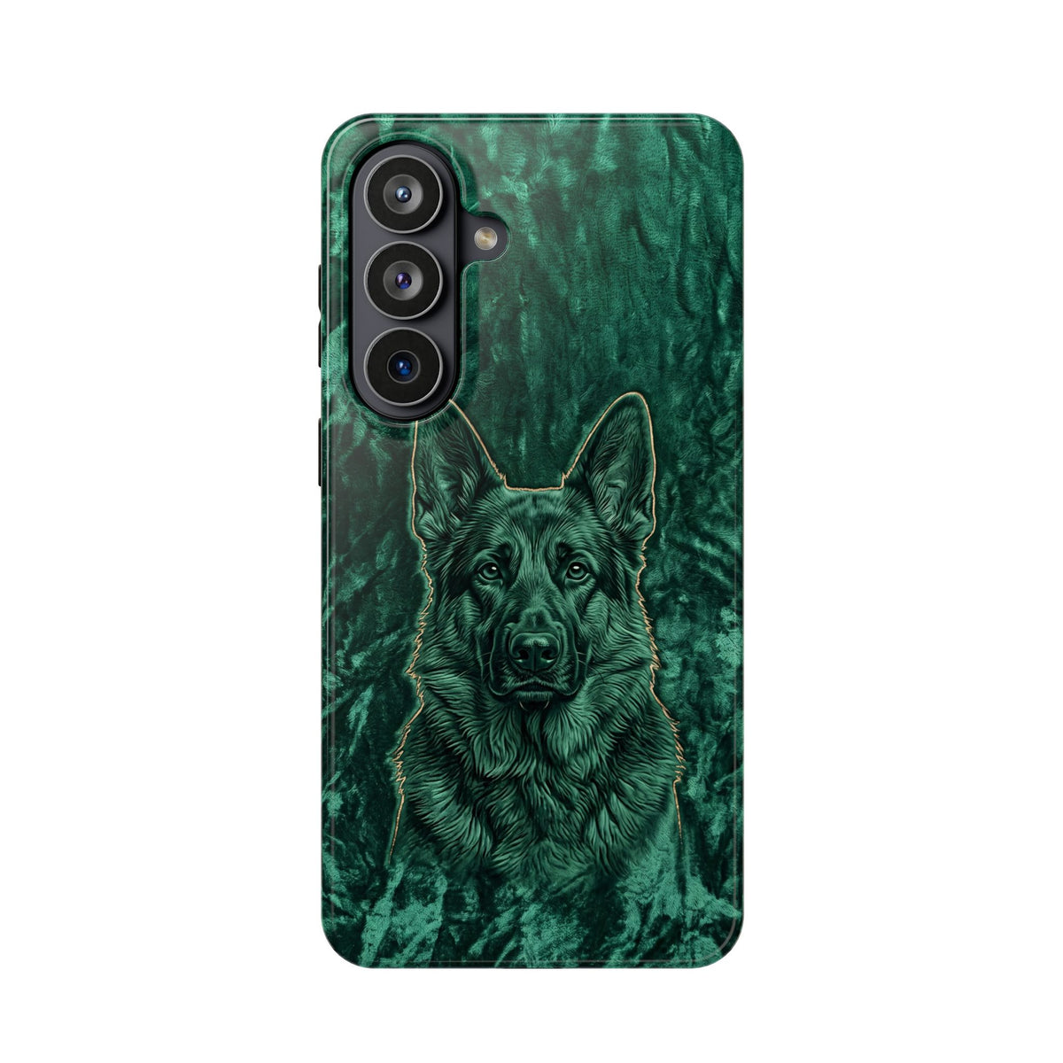 German Shepherd Phone Case | Emerald Velvet Art — Tough Magnetic Case with Wireless Charging