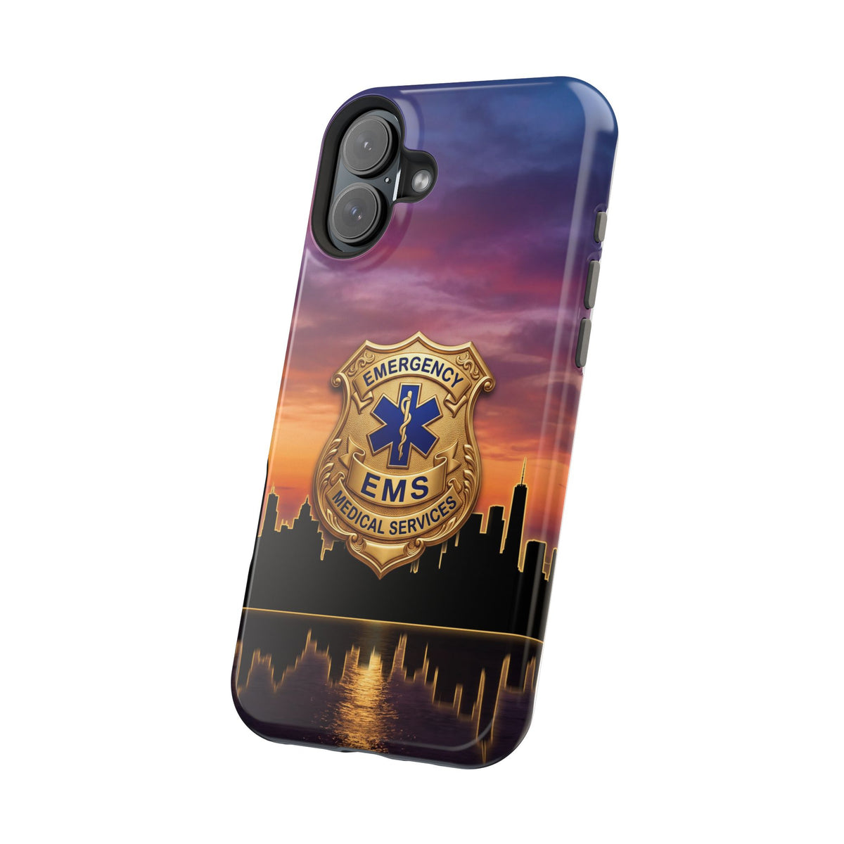 EMS Badge Sunset Skyline Phone Case — Magnetic Wireless Charging Cover