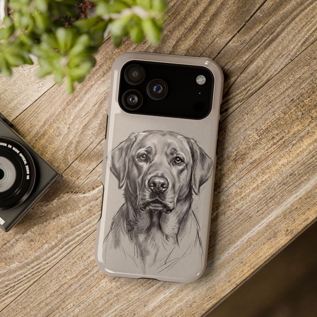 Charcoal Sketch Labrador Phone Case — Tough Magnetic Case with Wireless Charging