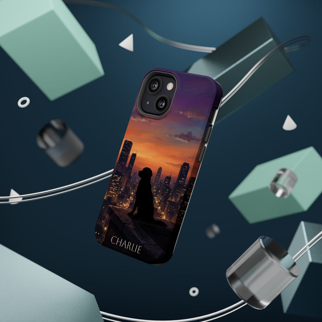 Personalized Golden Retriever City Skyline Phone Case — Wireless Charging Cover