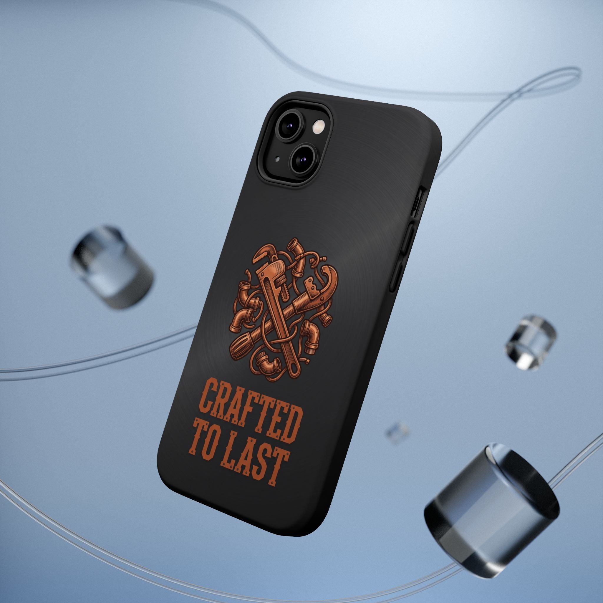 Crafted to Last Phone Case — Crossed Wrenches Wireless Charging Cover