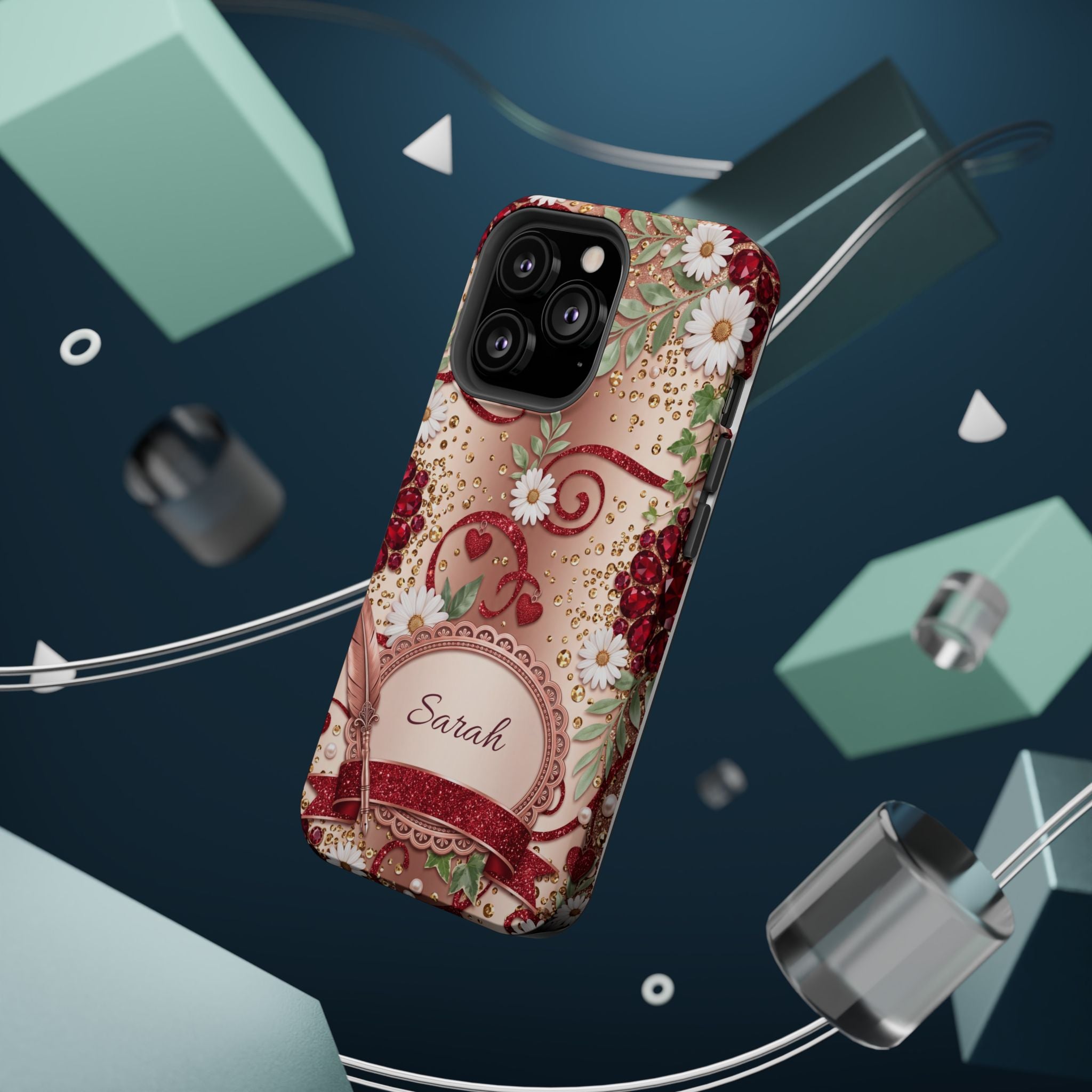 Personalized Vintage Floral Teacher Phone Case — Wireless Charging Cover