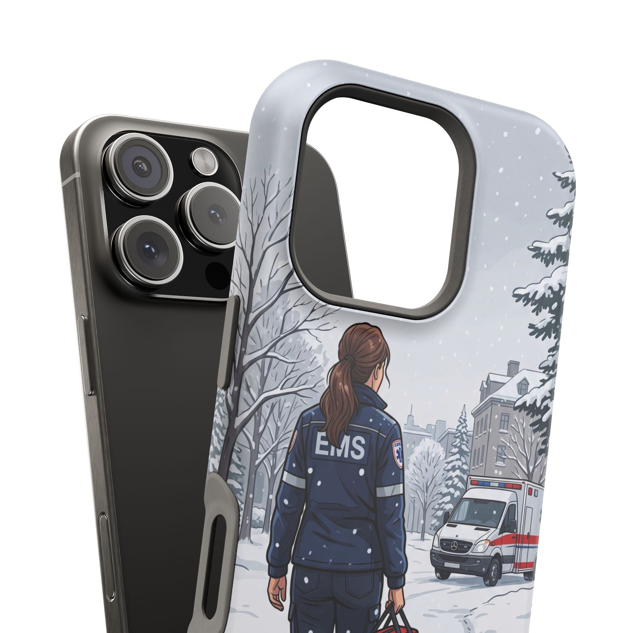 Paramedic/EMT Winter Phone Case — Magnetic Wireless Charging Cover