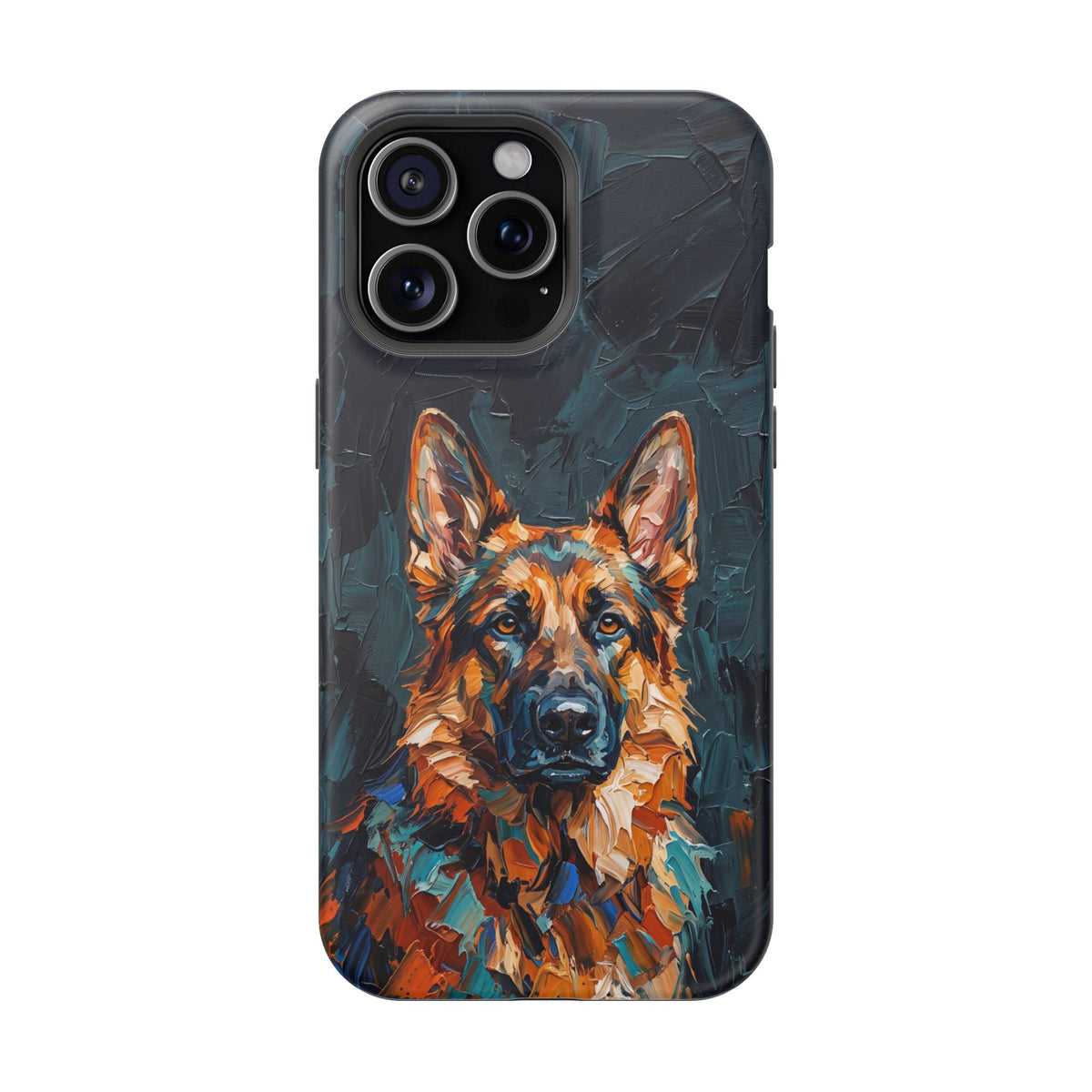 German Shepherd Phone Case | Palette Knife Painting Art — Tough Magnetic Case with Wireless Charging