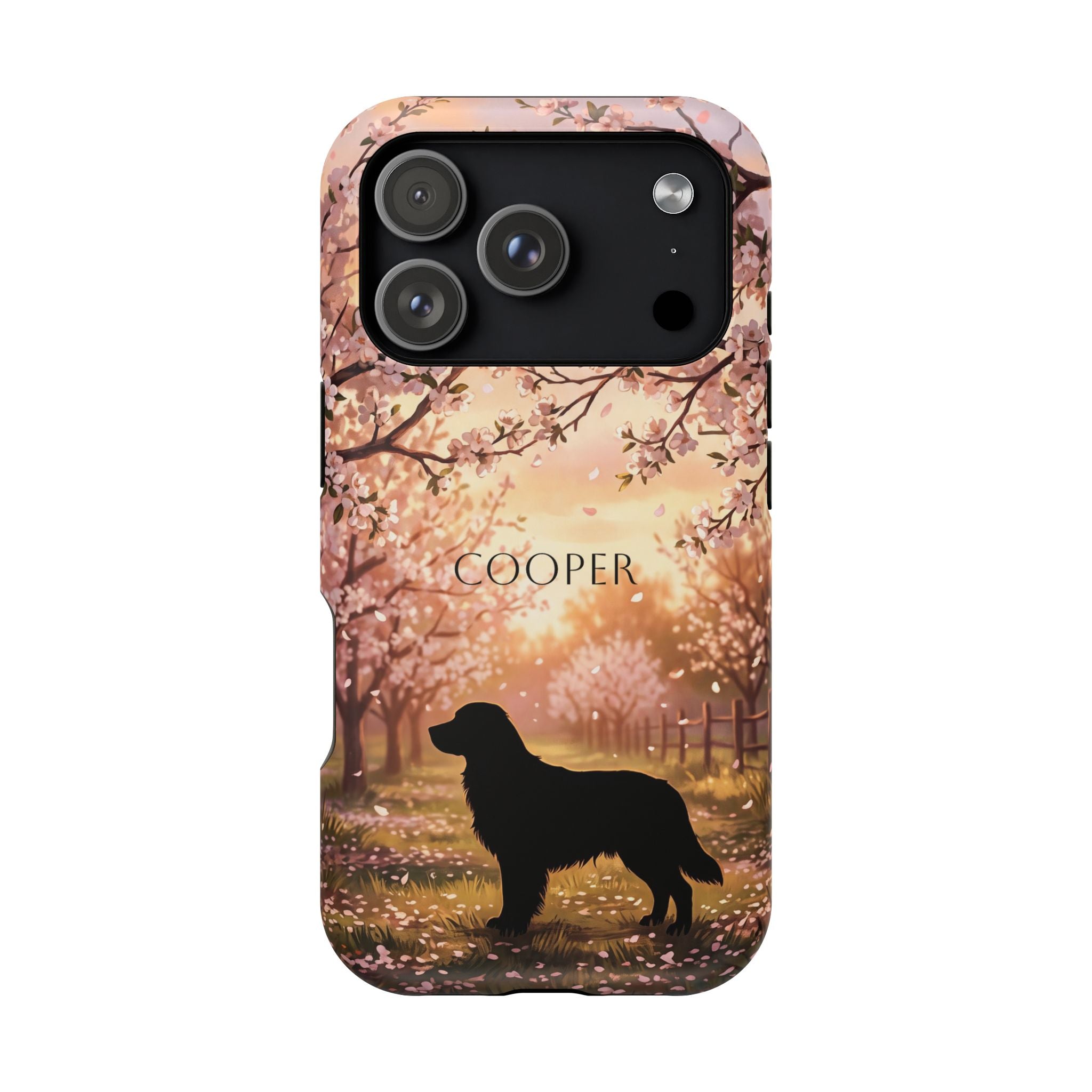 Personalized Golden Retriever Autumn Forest Phone Case — Wireless Charging Cover