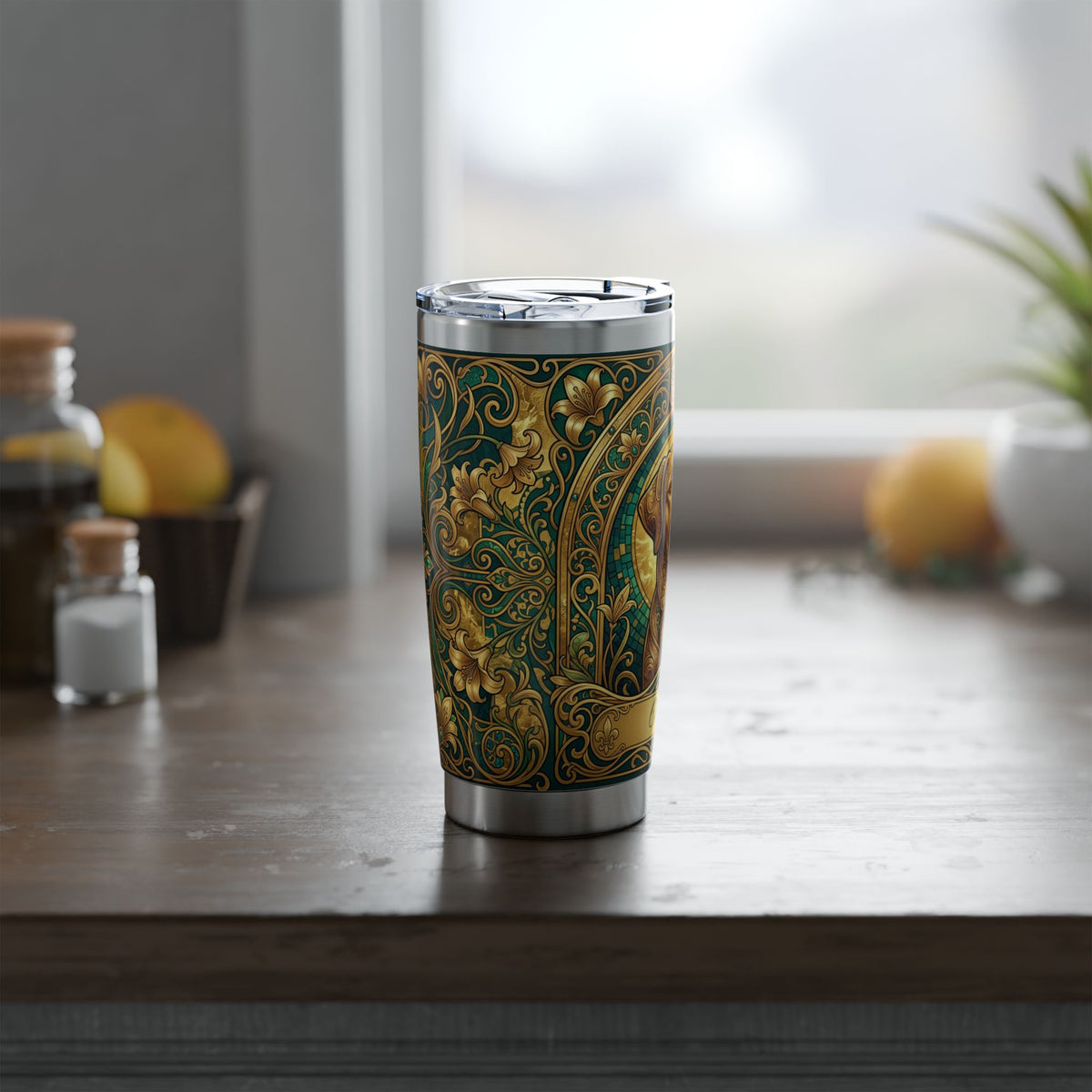 Labrador Personalized Tumbler | Gilded Filigree Art — 20 oz Stainless Travel Mug