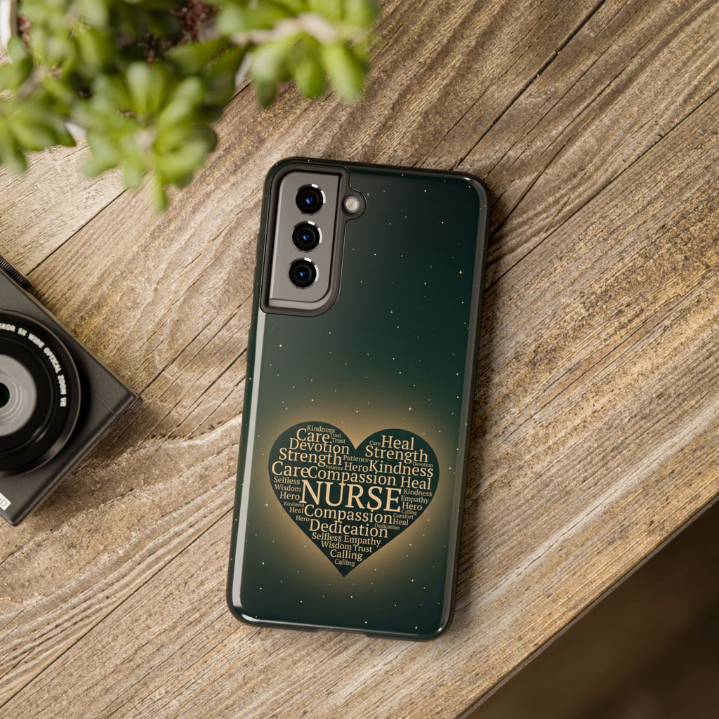 Nurse Heart Tough Phone Case — Inspirational Word Cloud Tribute - iphone and Samsung Galaxy series