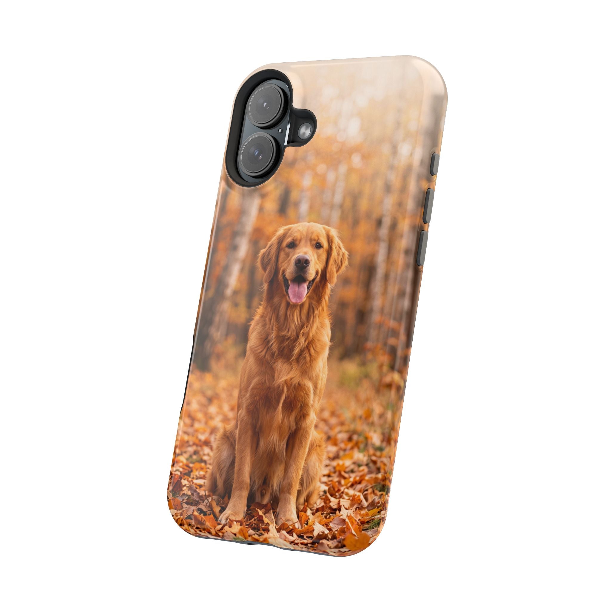 Autumn Golden Retriever Phone Case — Impact-Resistant Wireless Charging Cover