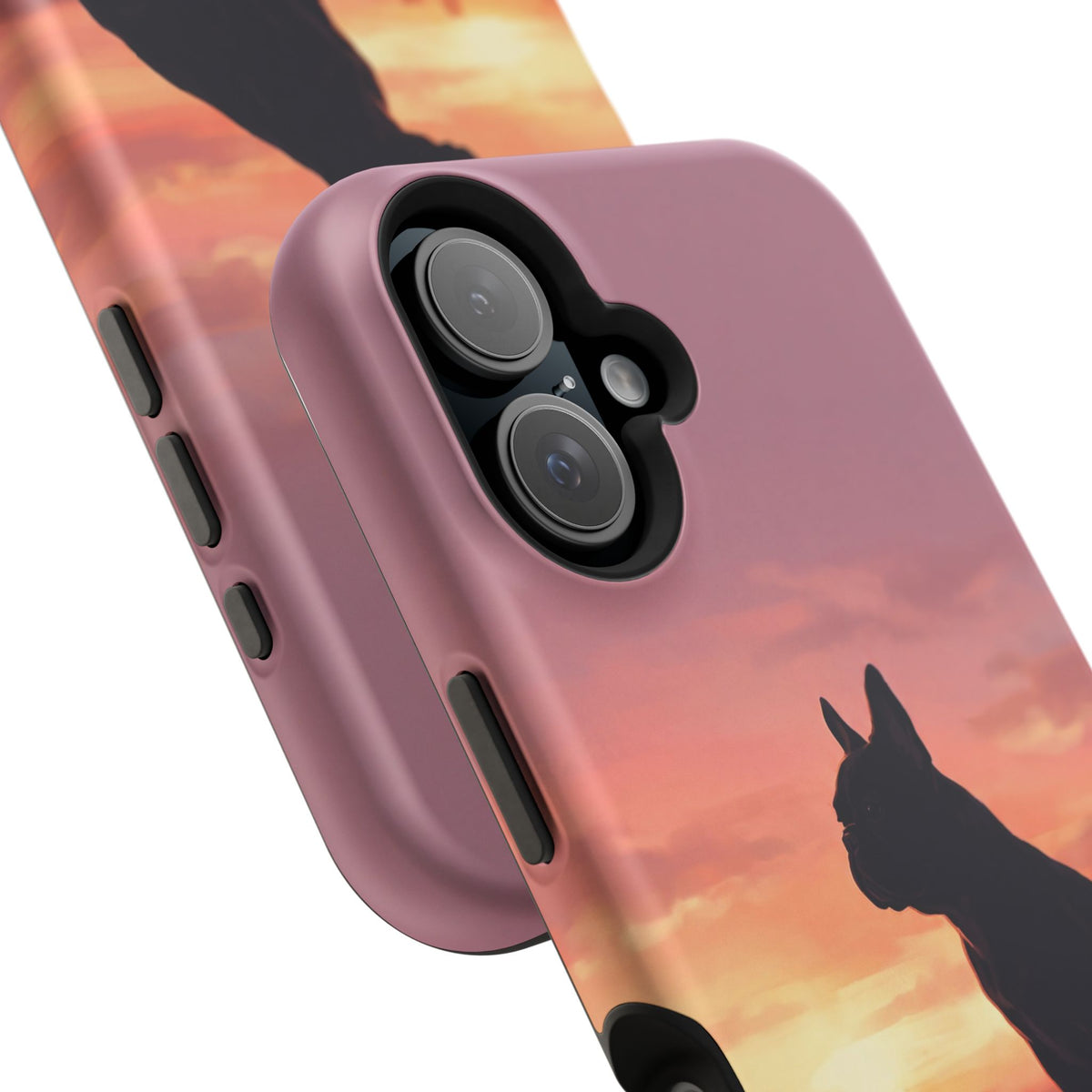 Personalized French Bulldog City Skyline Sunset Phone Case — Wireless Charging Cover