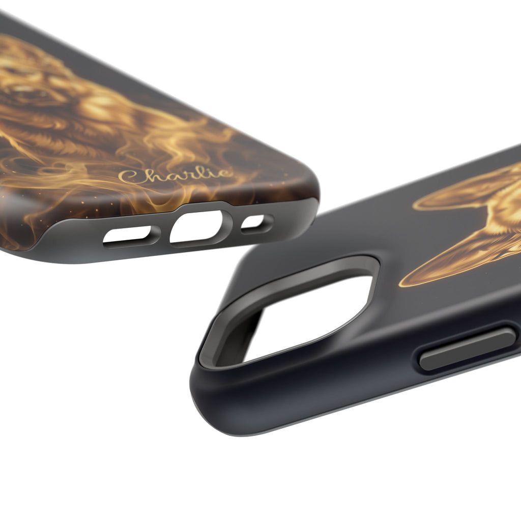 German Shepherd Phone Case | Personalized Gold Glow Art — Tough Magnetic Case with Wireless Charging