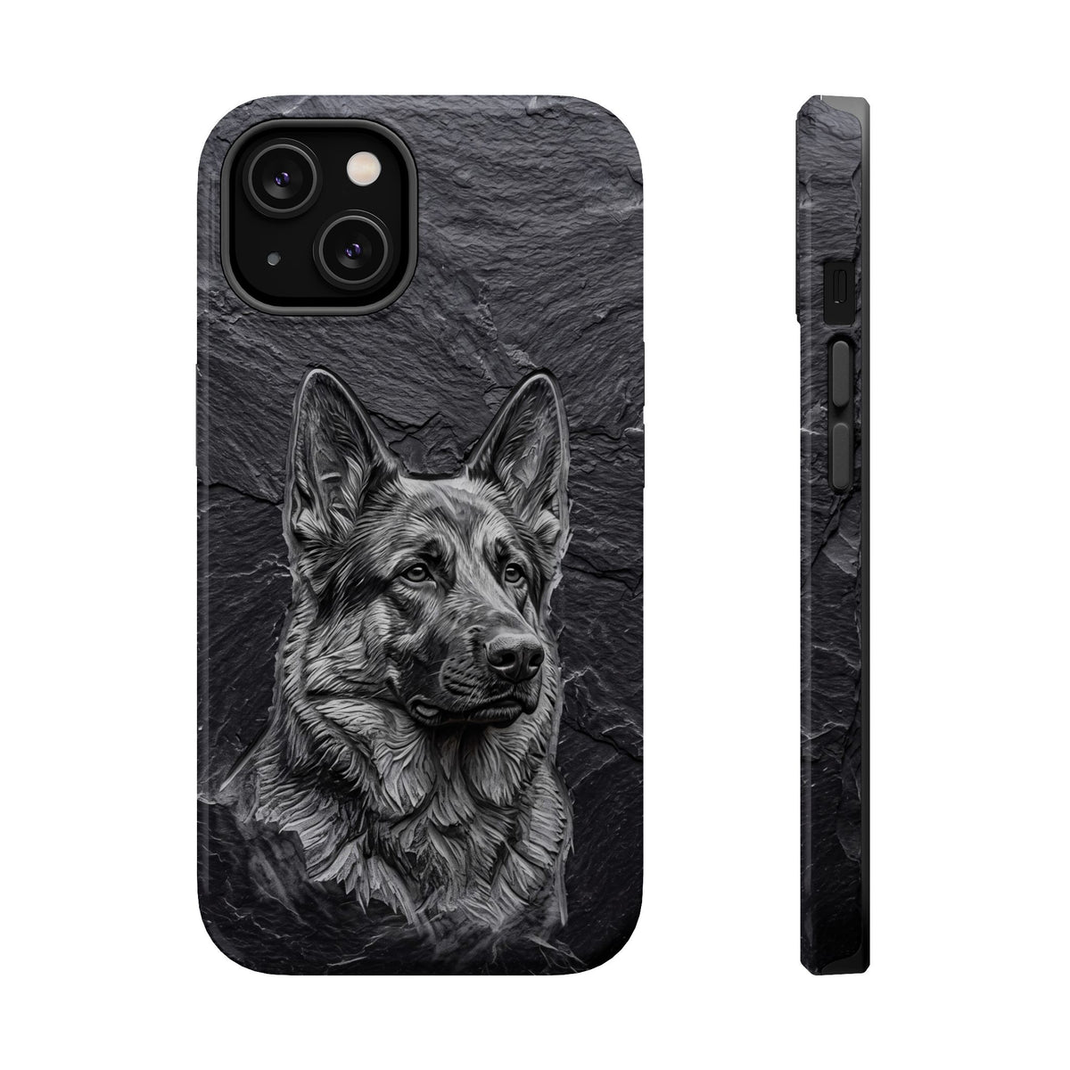 German Shepherd Phone Case | Carved Stone Art — Tough Magnetic Case with Wireless Charging