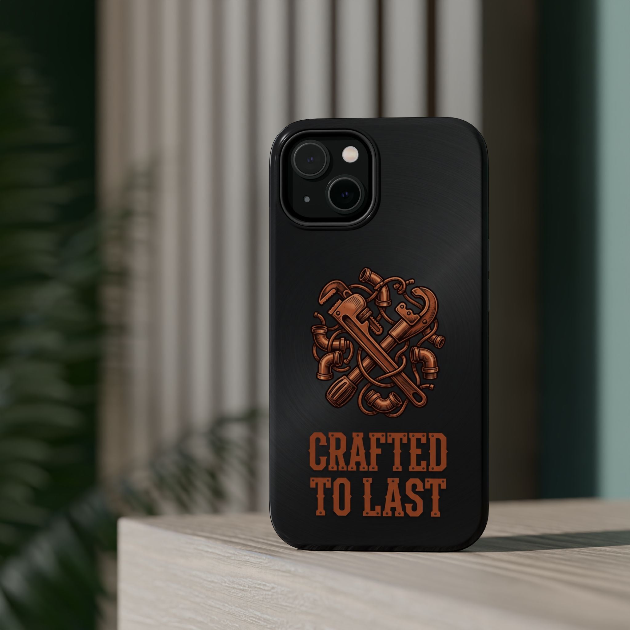 Crafted to Last Phone Case — Crossed Wrenches Wireless Charging Cover