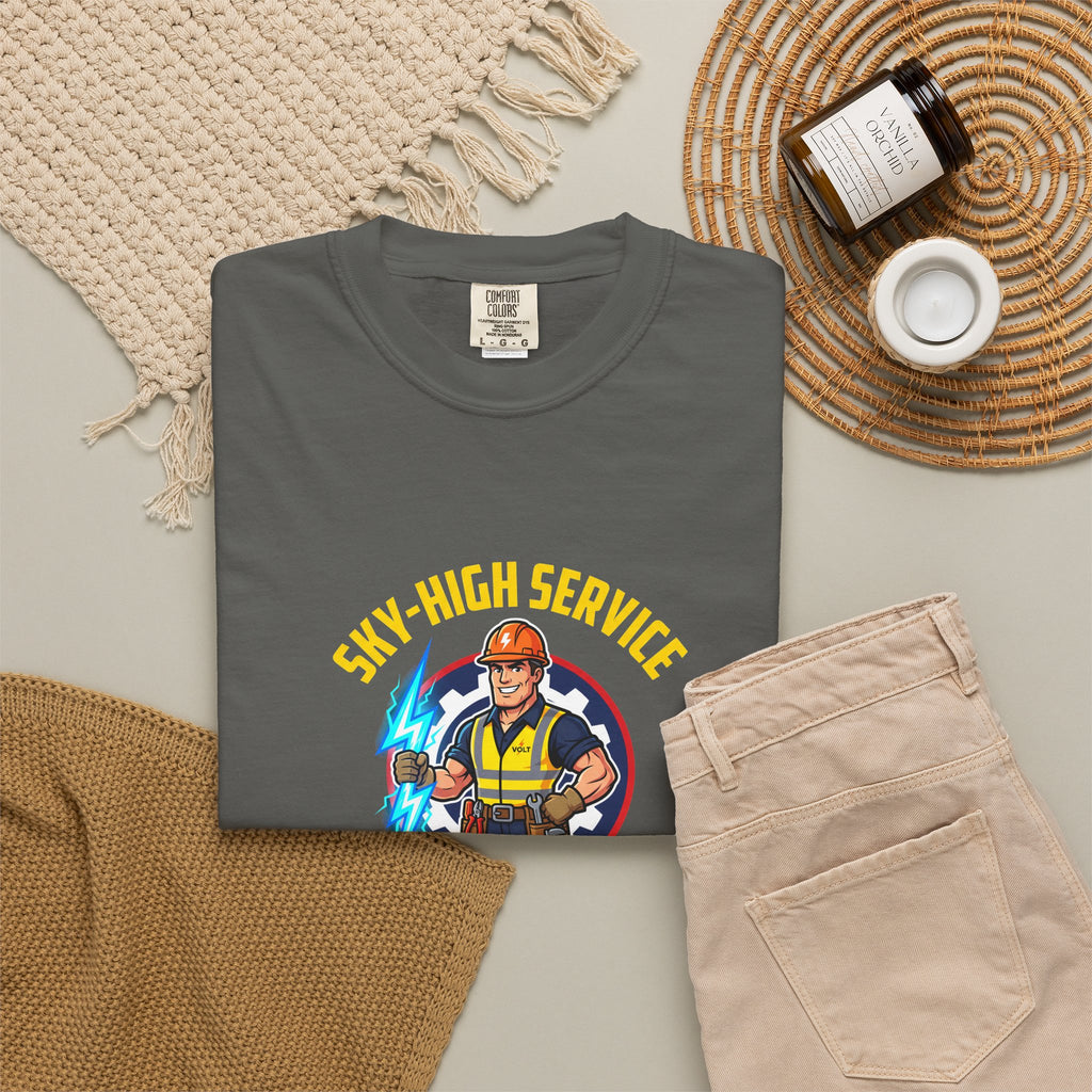 Sky-High Service Grounded Results Electrician T-Shirt
