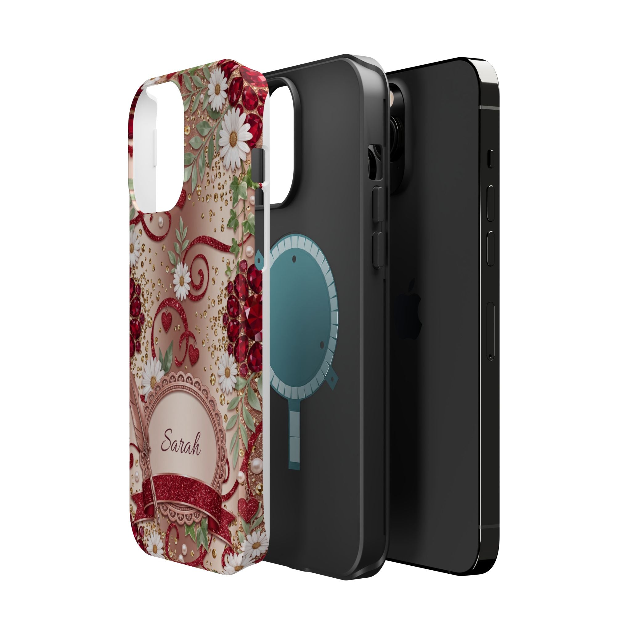 Personalized Vintage Floral Teacher Phone Case — Wireless Charging Cover