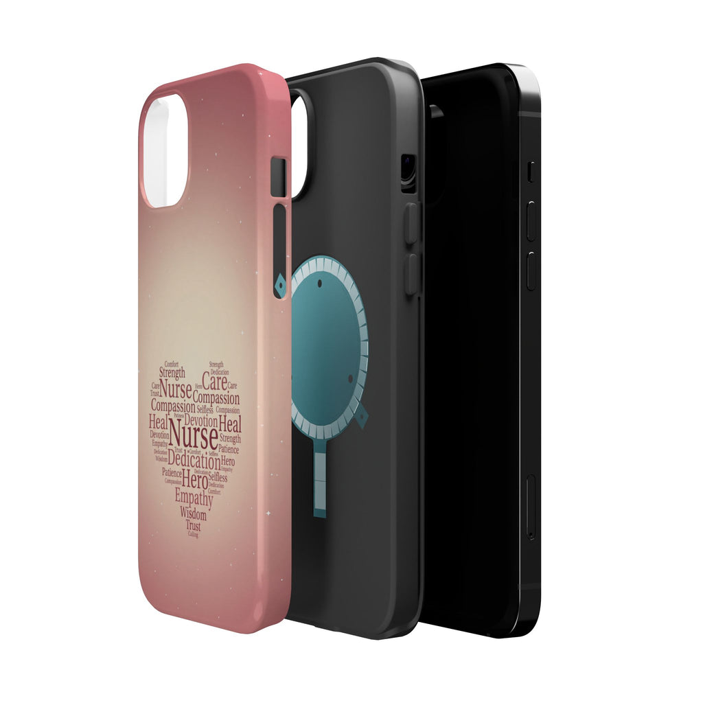 Nurse Heart Word Art Phone Case — Impact-Resistant Wireless Charging Cover