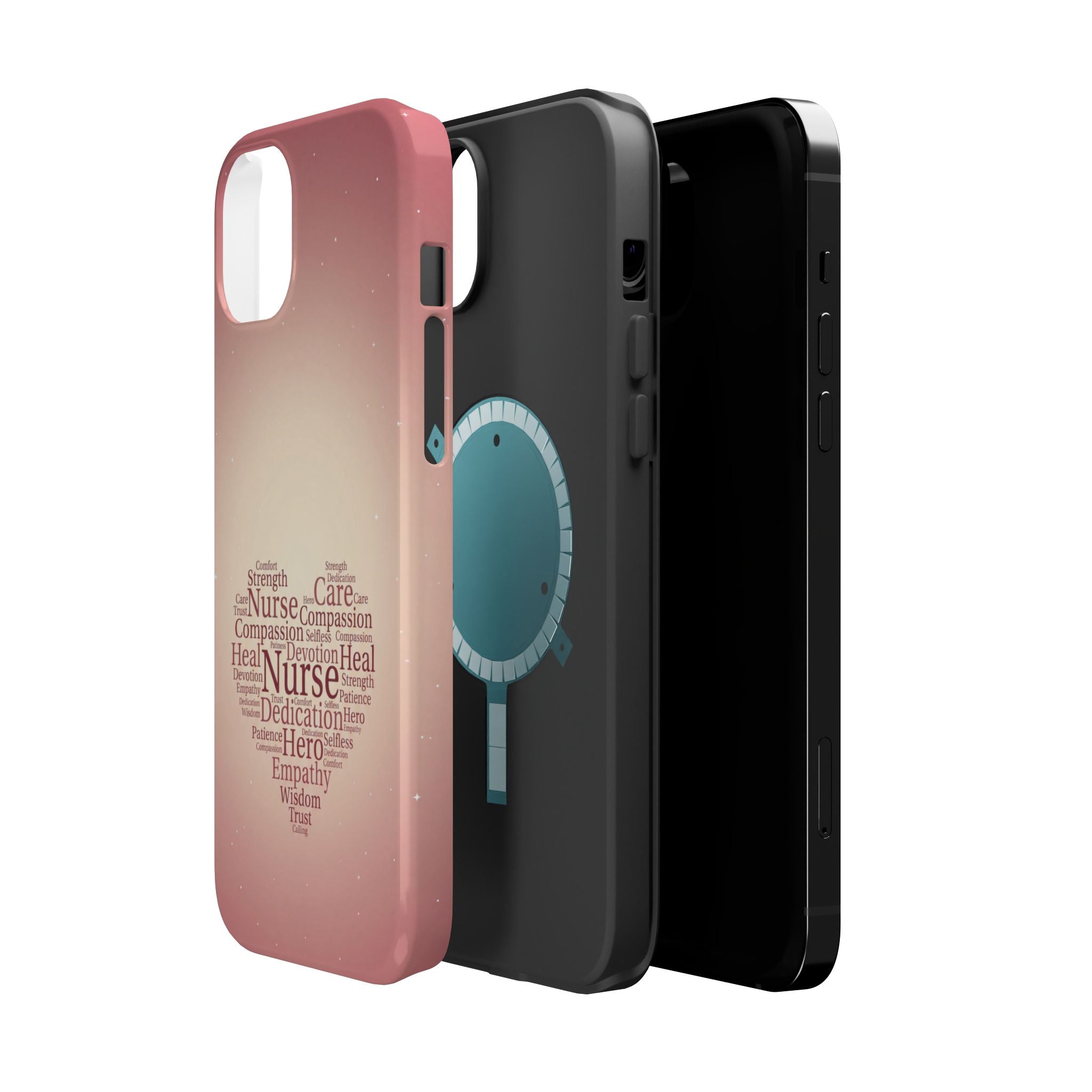 Nurse Heart Word Art Phone Case — Impact-Resistant Wireless Charging Cover