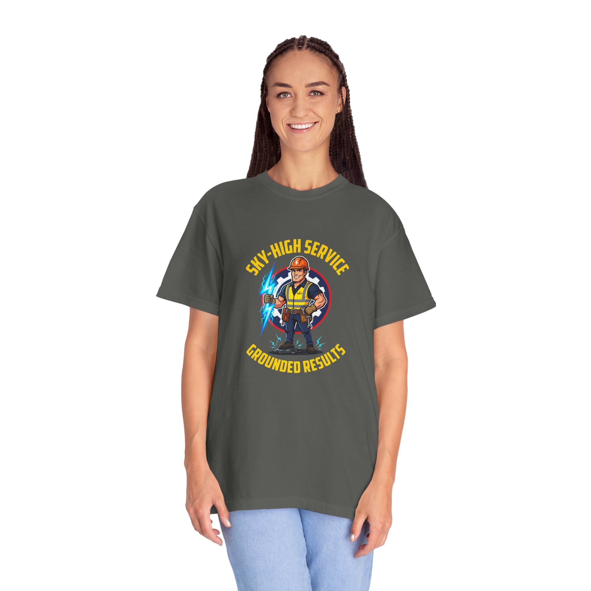 Sky-High Service Grounded Results Electrician T-Shirt