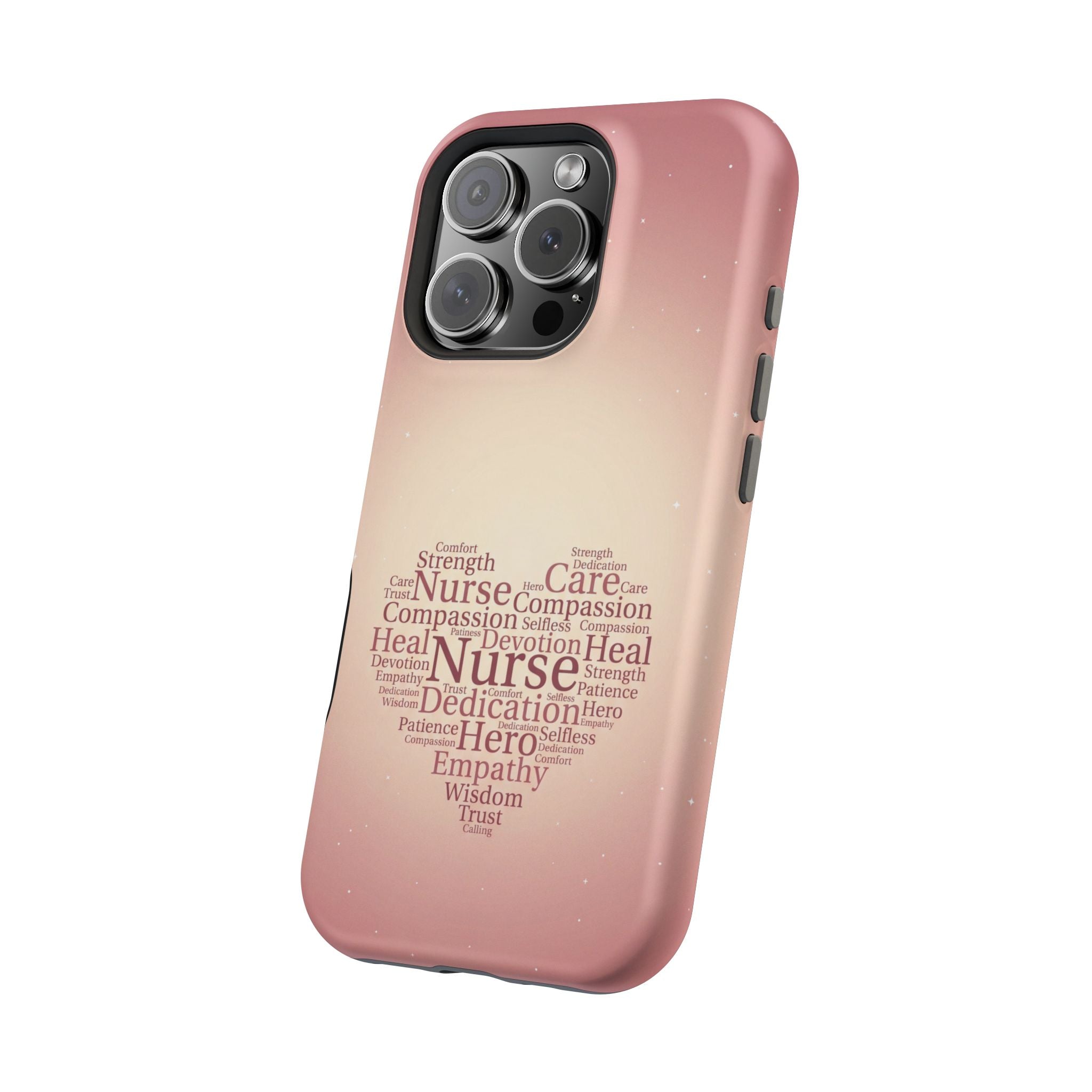 Nurse Heart Word Art Phone Case — Impact-Resistant Wireless Charging Cover