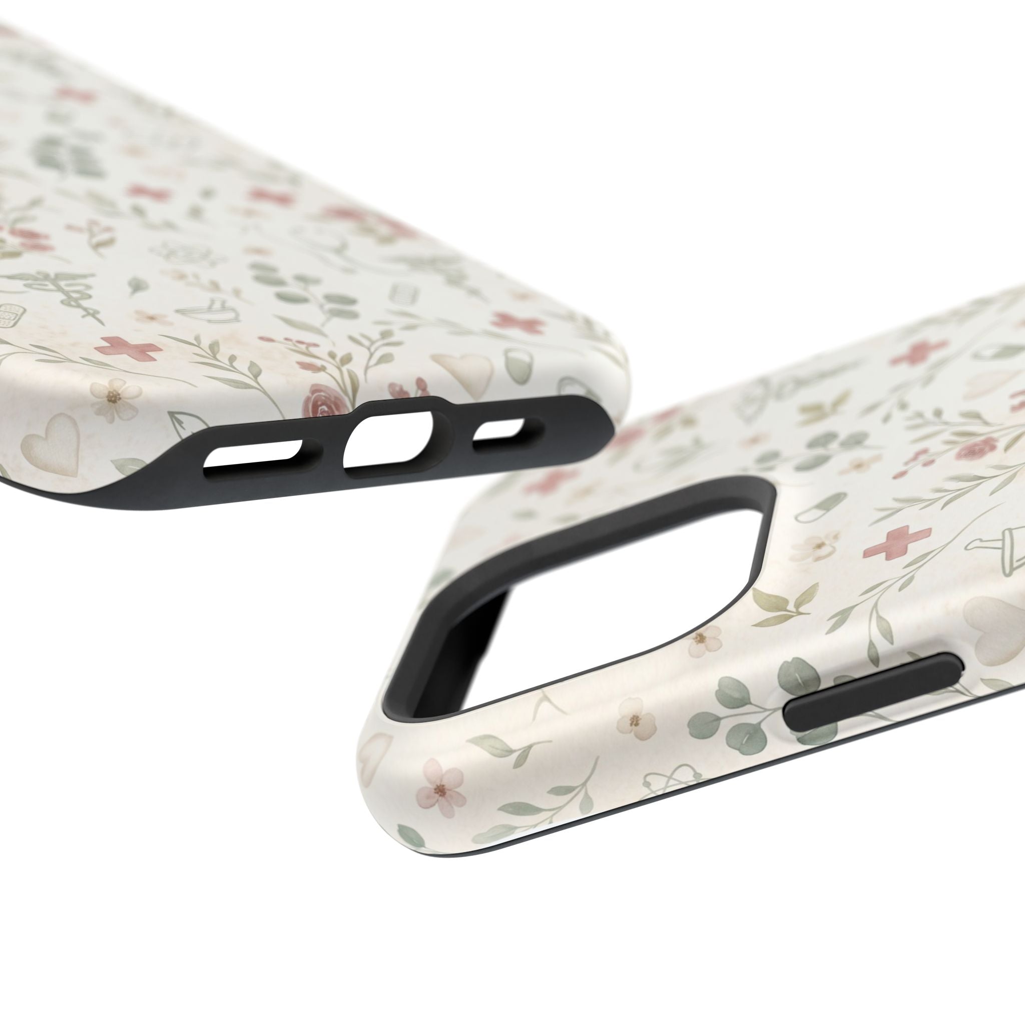 Floral Nurse Phone Case — Impact-Resistant Wireless Charging Cover