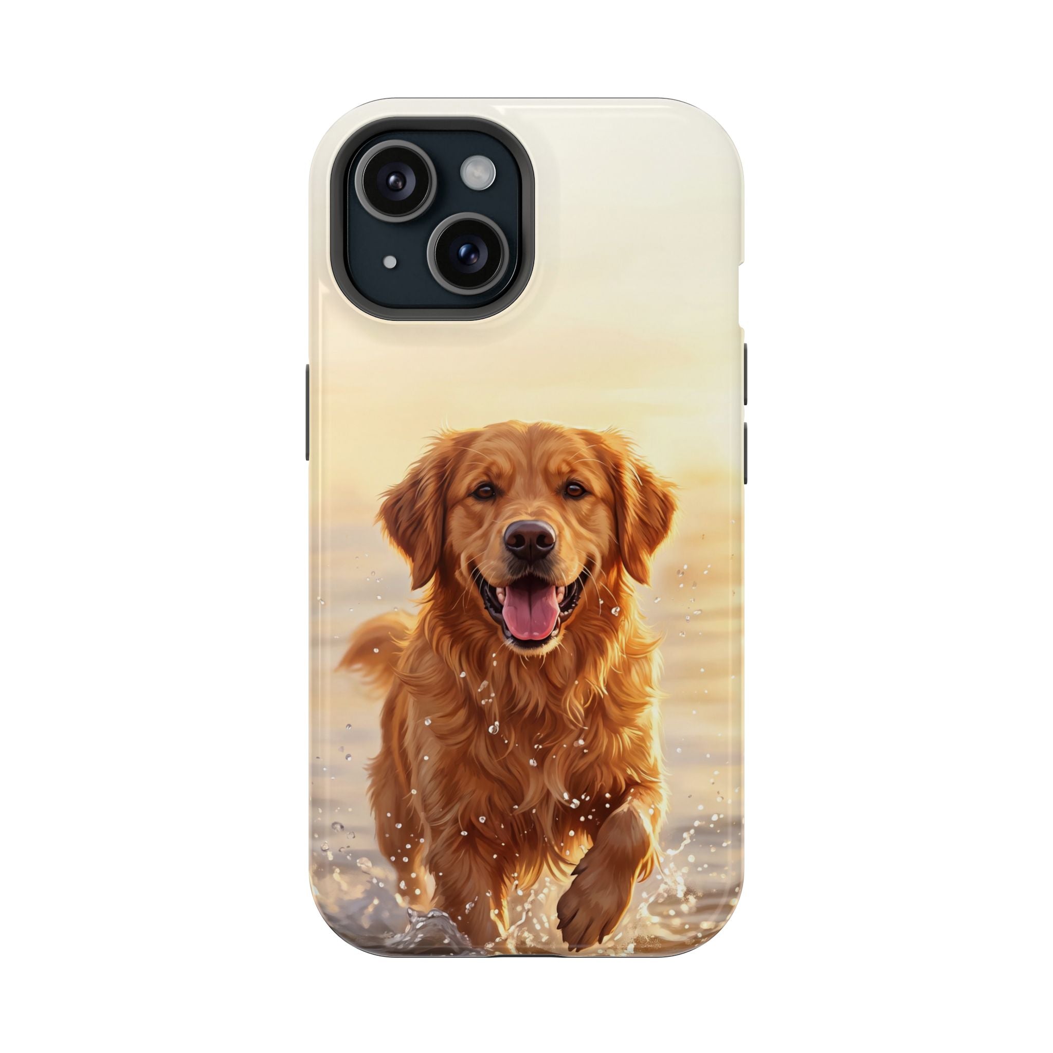 Beach Golden Retriever Phone Case — Impact-Resistant Wireless Charging Cover