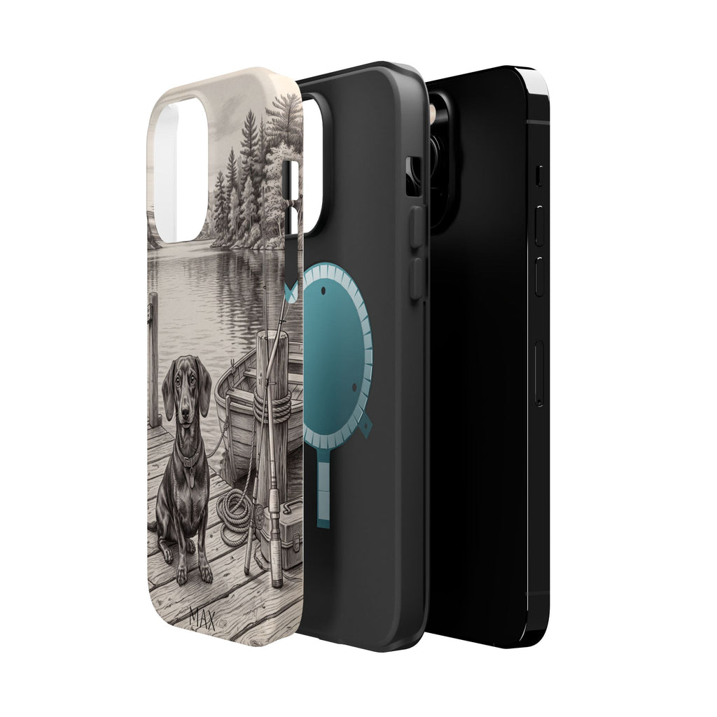 Personalized Dachshund Sunset Beach Phone Case — Wireless Charging Cover