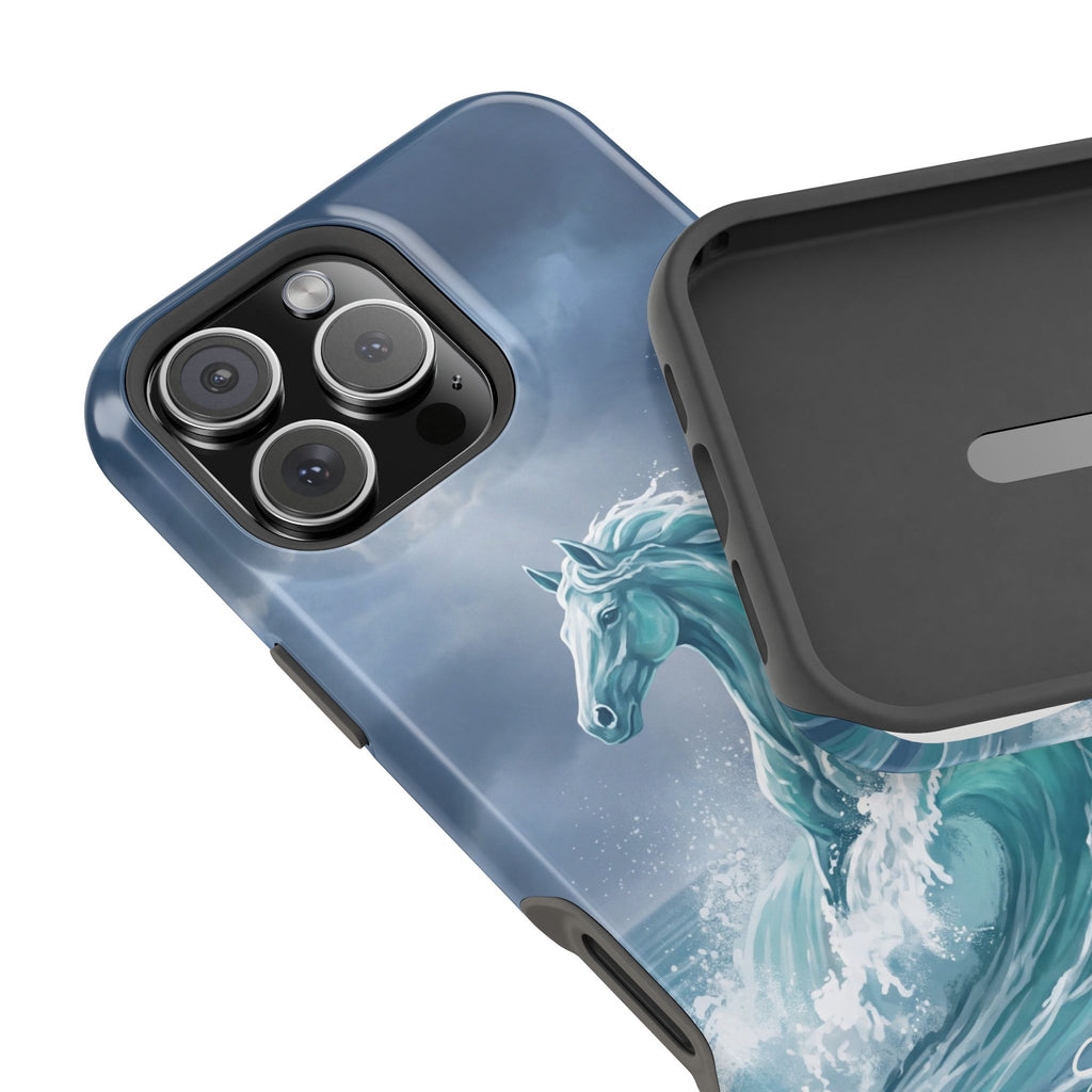 Personalized Ocean Wave Horse Phone Case — Tough Magnetic Case with Wireless Charging
