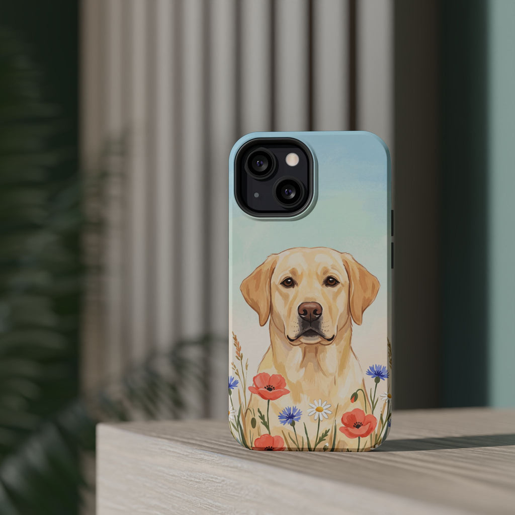 Labrador Wildflower Painting Phone Case — Tough Magnetic Case with Wireless Charging