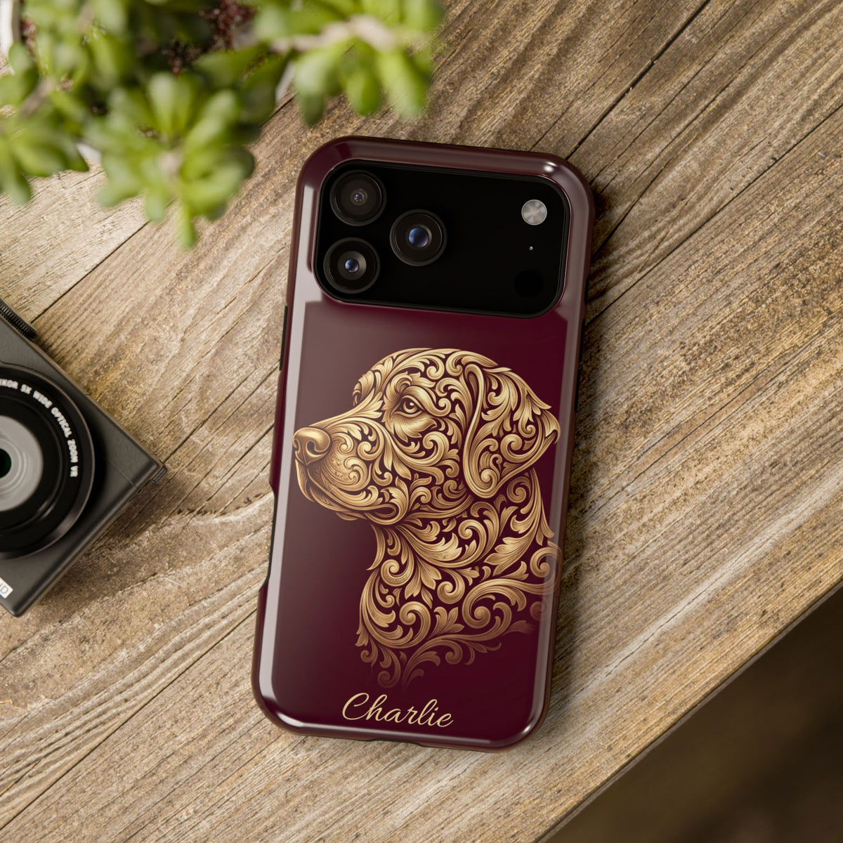 Personalized Gold Filigree Labrador Phone Case — Tough Magnetic Case with Wireless Charging