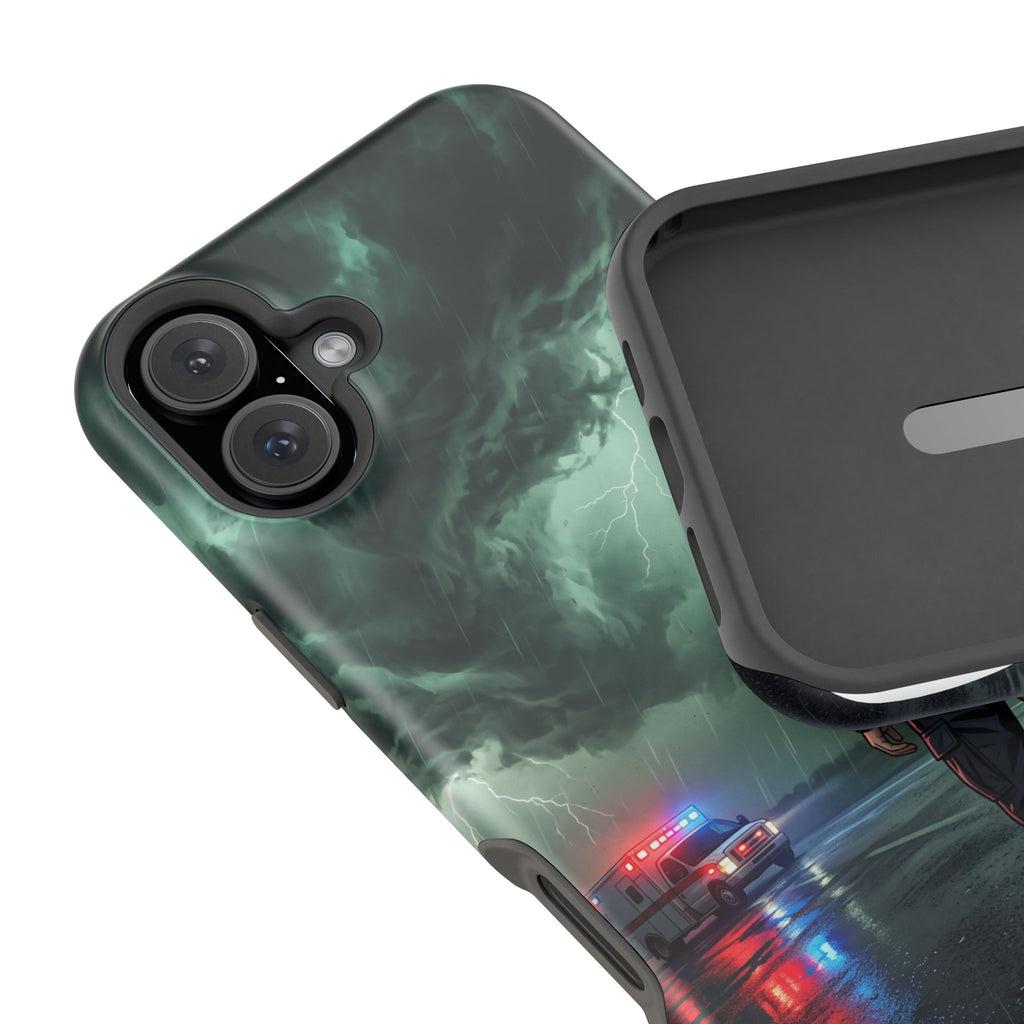 Female Paramedic Green Storm Phone Case — Magnetic Wireless Charging Cover