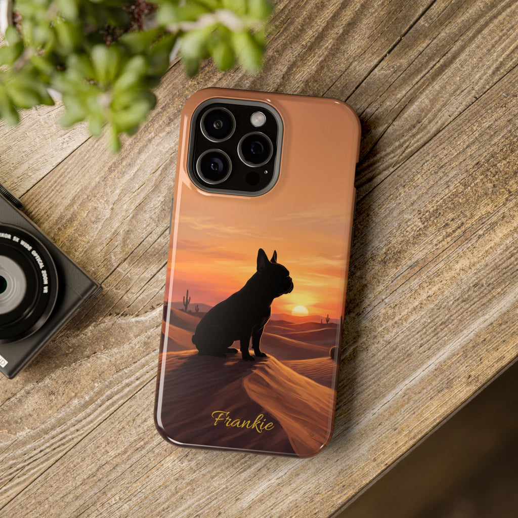 Personalized French Bulldog Desert Sunset Phone Case — Wireless Charging Cover