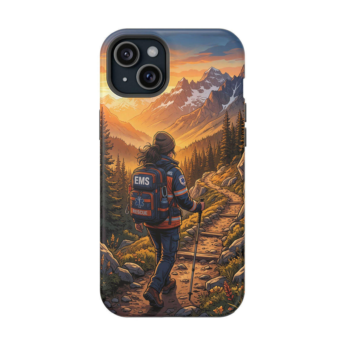 Paramedic/EMT Mountain Phone Case — Magnetic Wireless Charging Cover