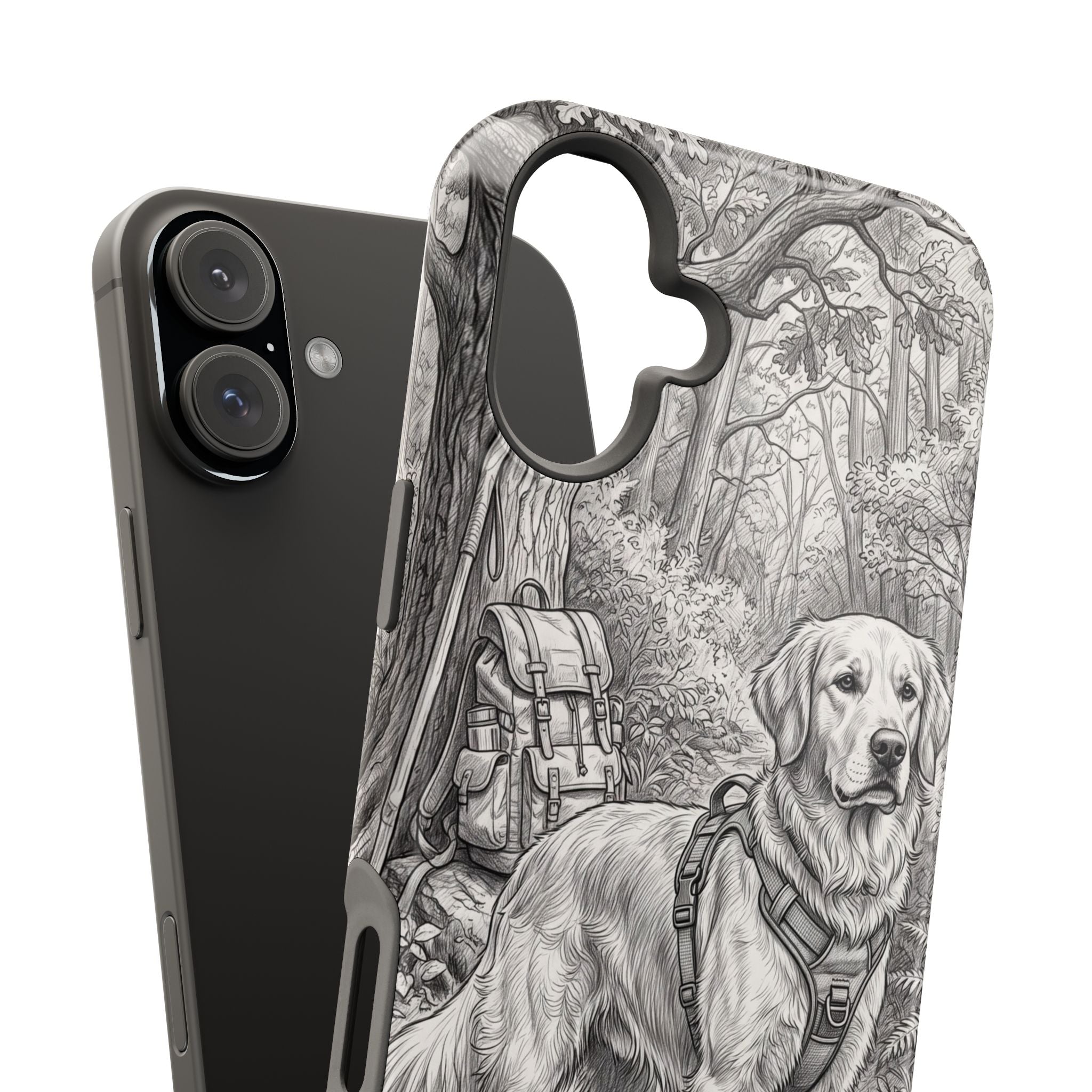 Personalized Golden Retriever Woodland Trail Phone Case — Wireless Charging Cover
