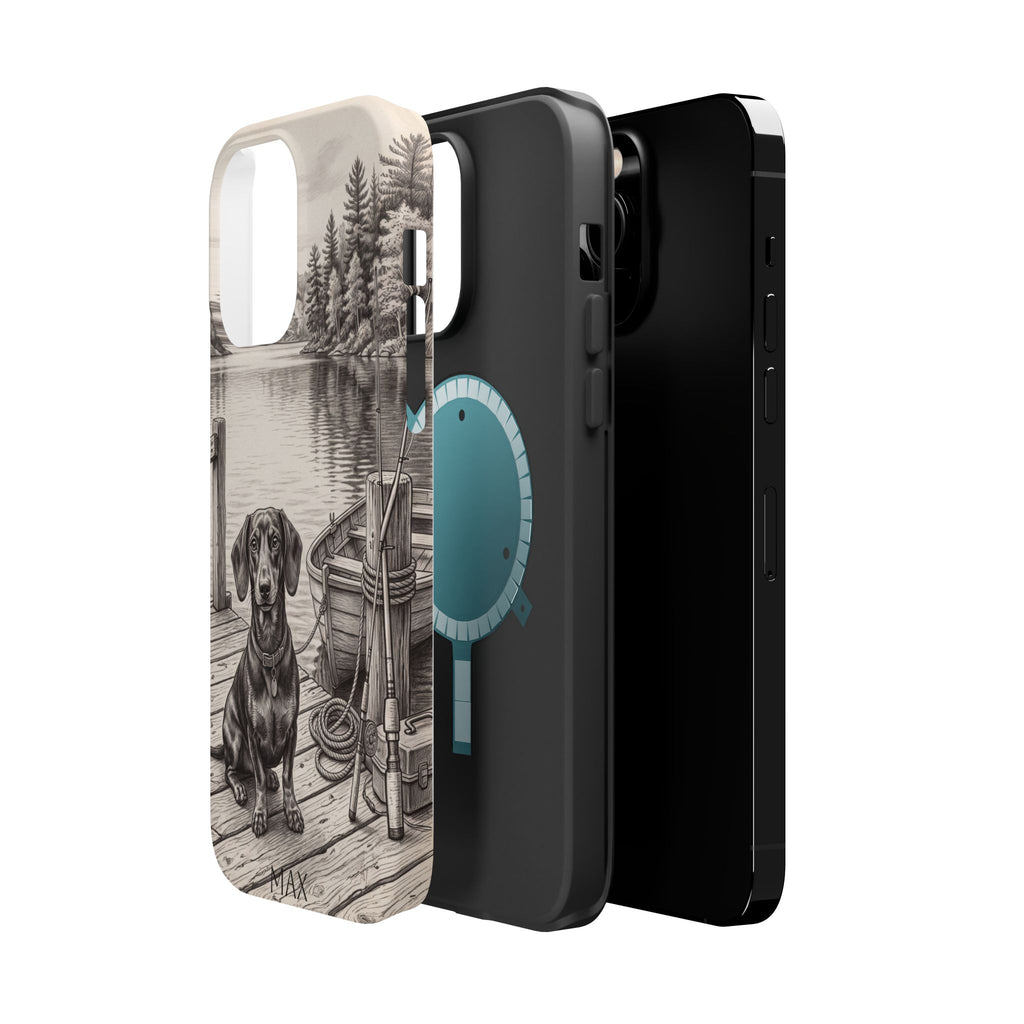 Personalized Dachshund Sunset Beach Phone Case — Wireless Charging Cover