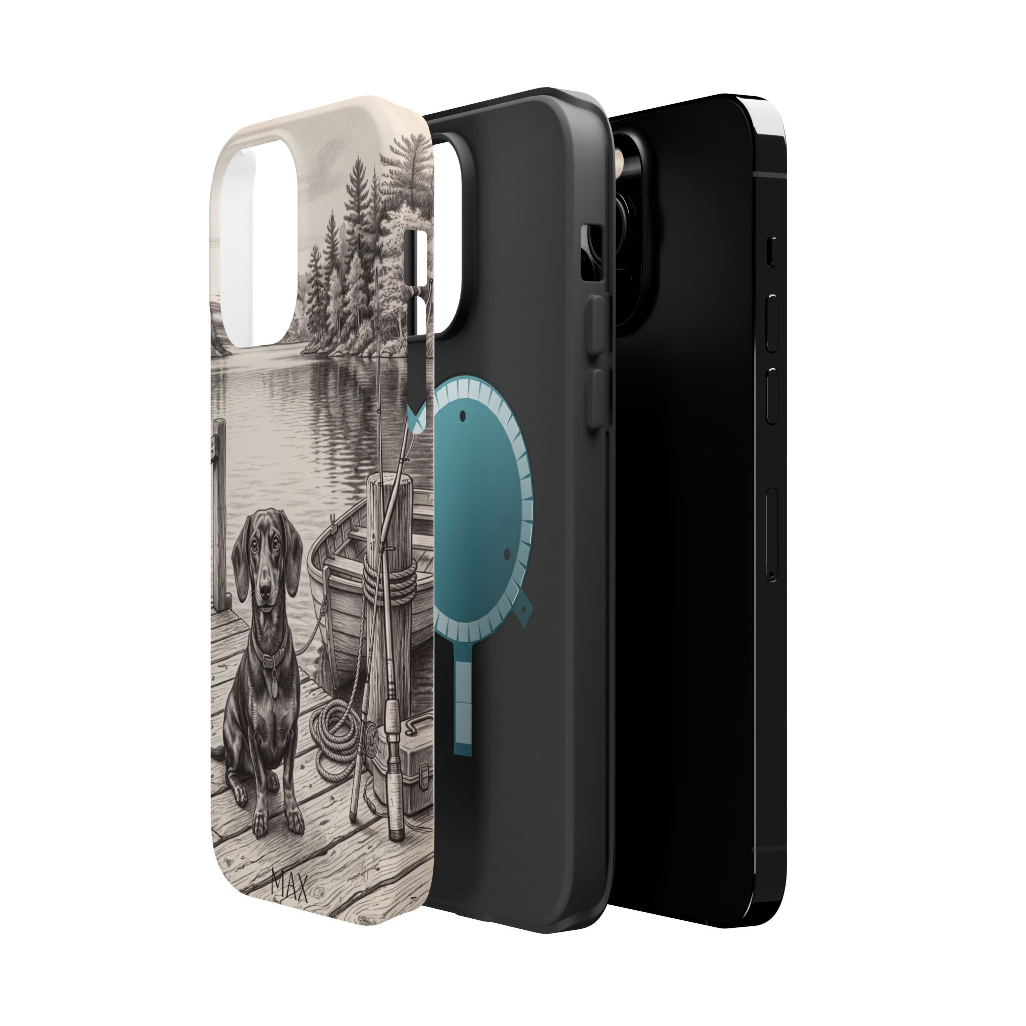 Personalized Dachshund Sunset Beach Phone Case — Wireless Charging Cover