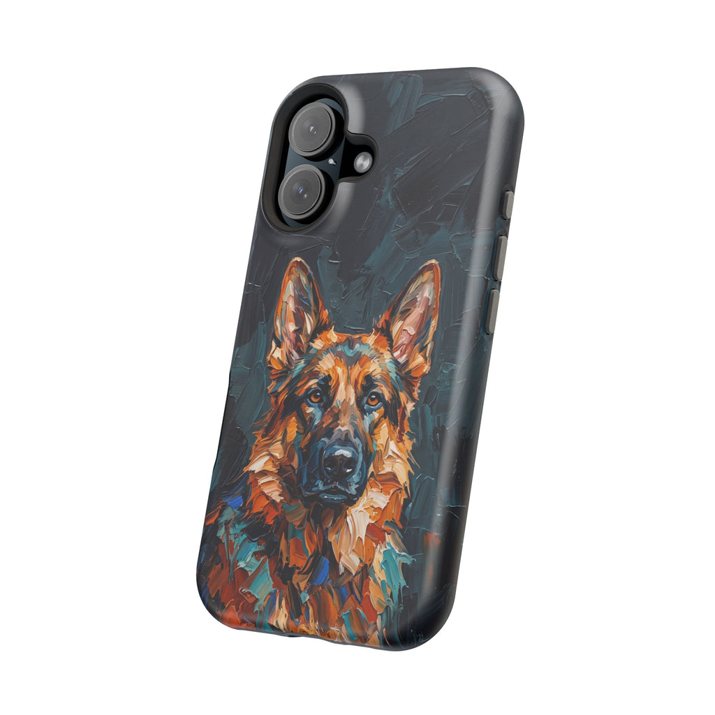 German Shepherd Phone Case | Palette Knife Painting Art — Tough Magnetic Case with Wireless Charging