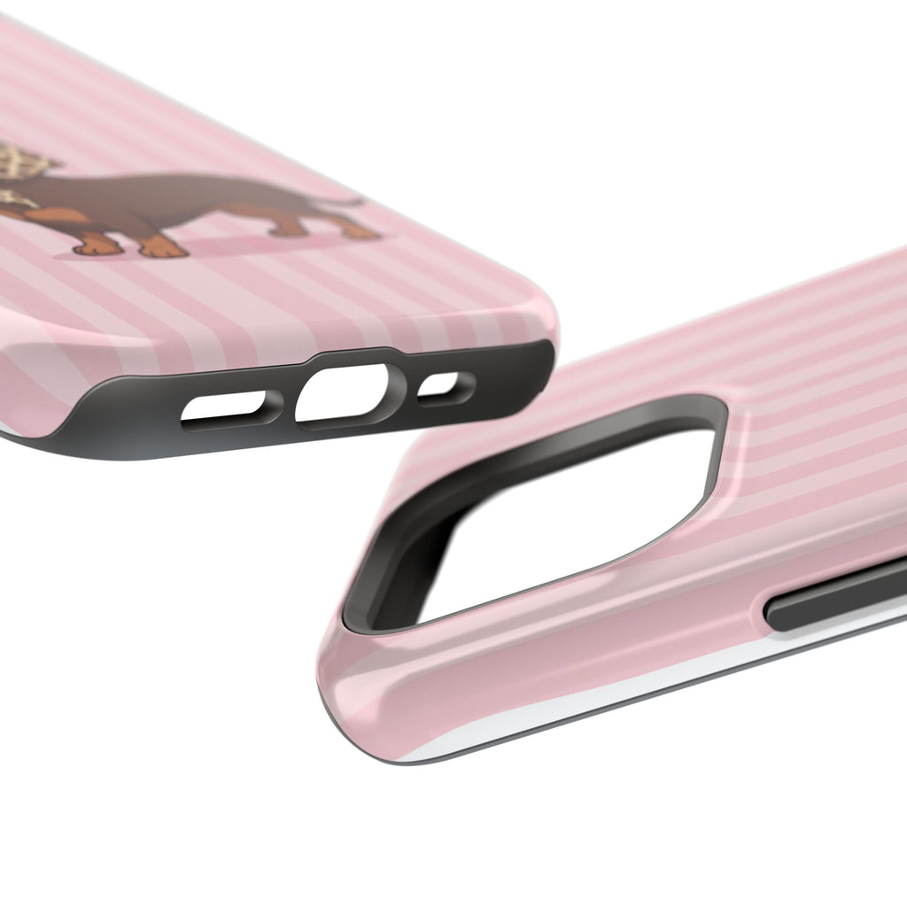 Preppy Dachshund Phone Case — Impact-Resistant Wireless Charging Cover
