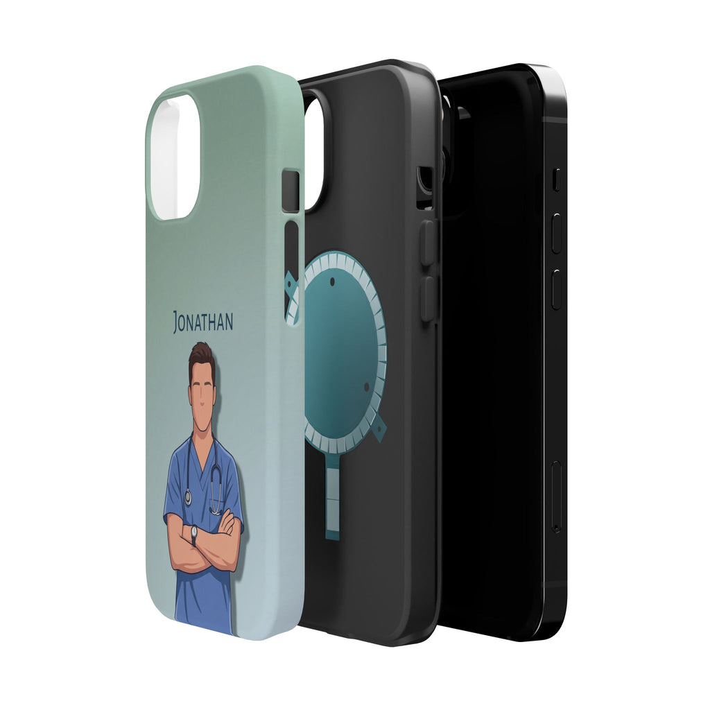 Personalized Nurse Portrait Phone Case — Impact-Resistant Wireless Charging Cover