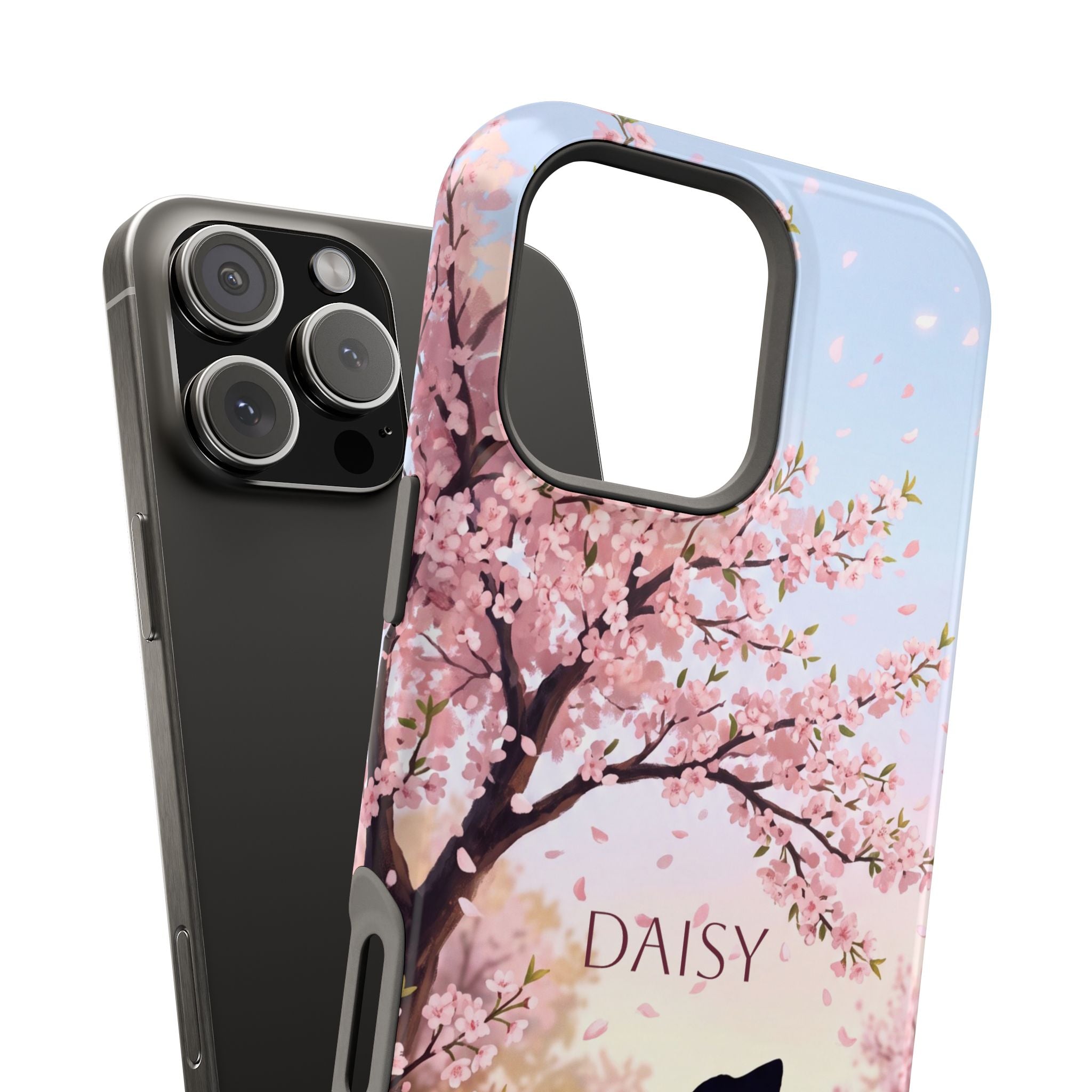 Personalized Dachshund Cherry Blossom Phone Case — Wireless Charging Cover
