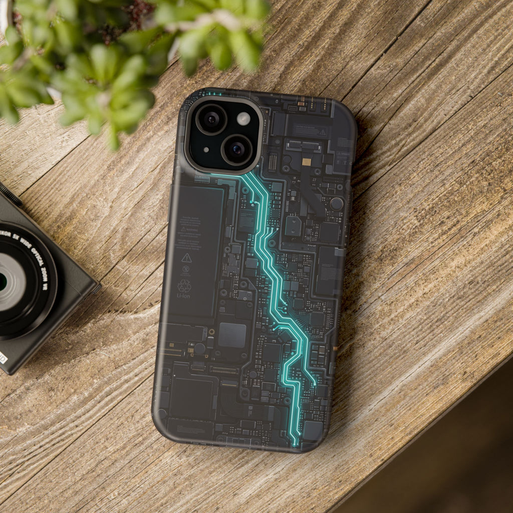 Cyan Bolt Electrician Phone Case — Electric Circuit Wireless Charging Cover