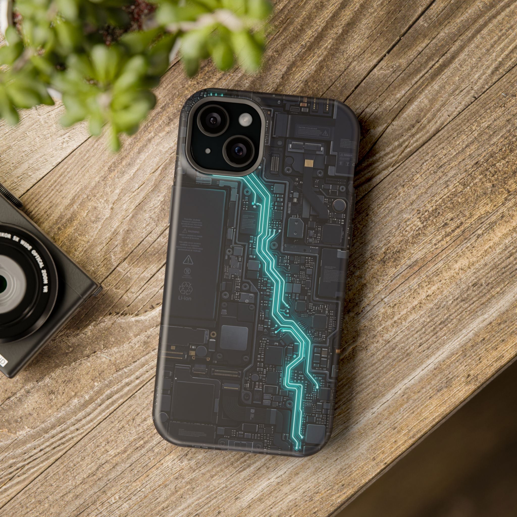 Cyan Bolt Electrician Phone Case — Electric Circuit Wireless Charging Cover