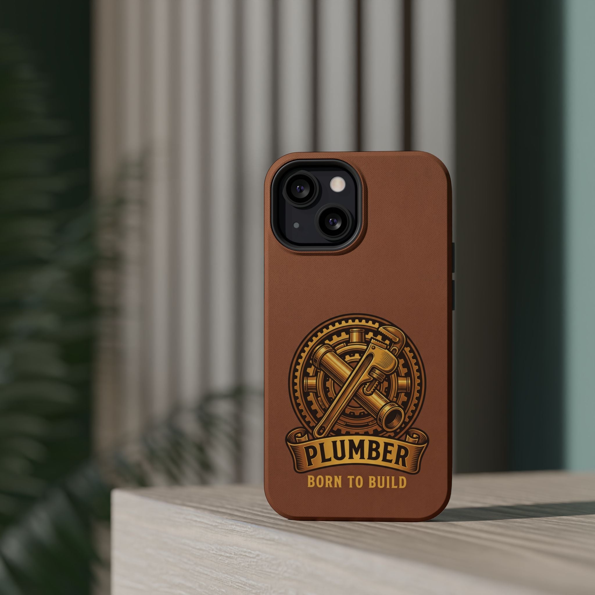 Plumber Born to Build Phone Case — Badge Wireless Charging Cover
